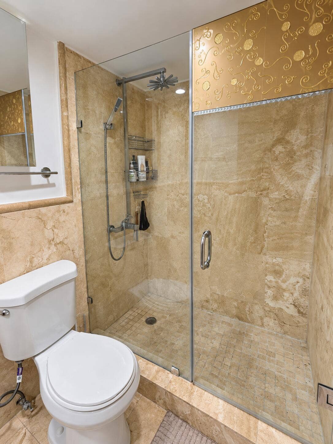 2030 S OCEAN Drive, #211, Hallandale Beach, FL 33009 Modern Beige Marble Bathroom Shower