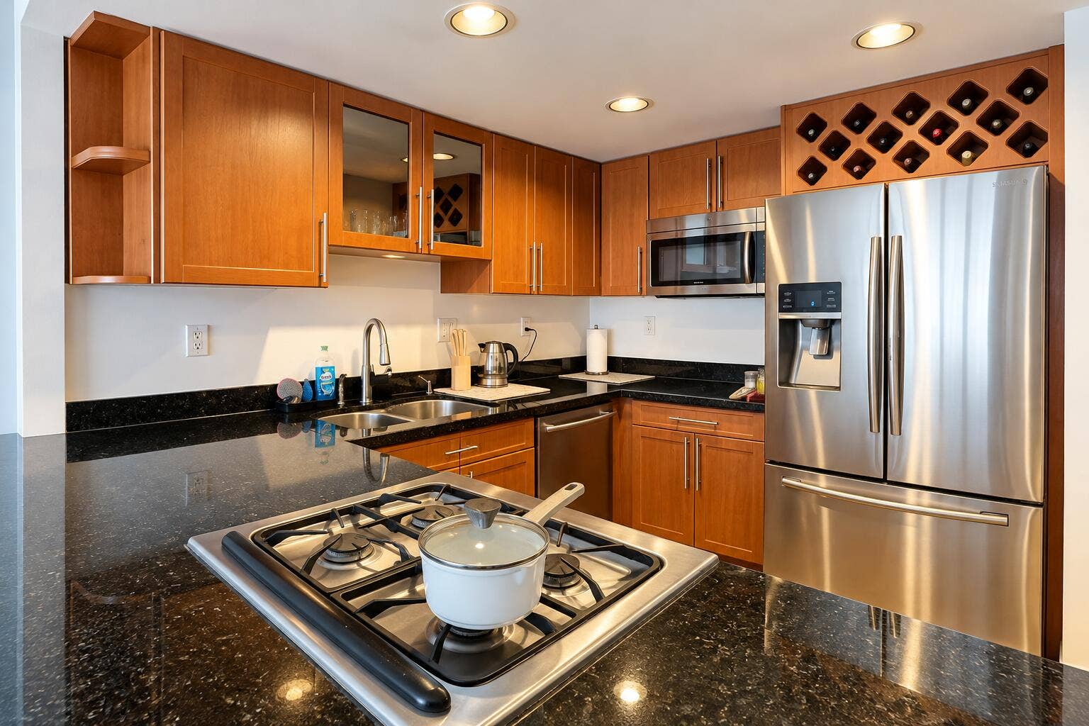 2030 S OCEAN Drive, #211, Hallandale Beach, FL 33009 Modern Kitchen with Reflective Granite I