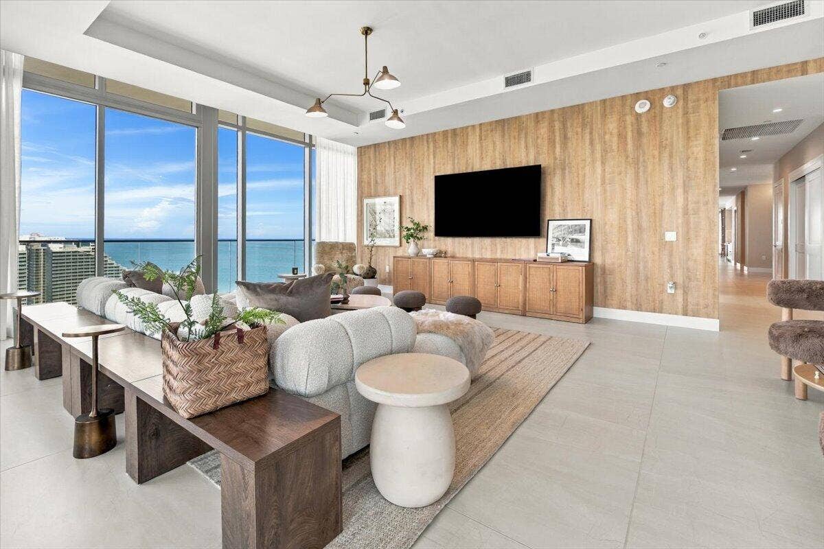 Family Room with intercostal view
