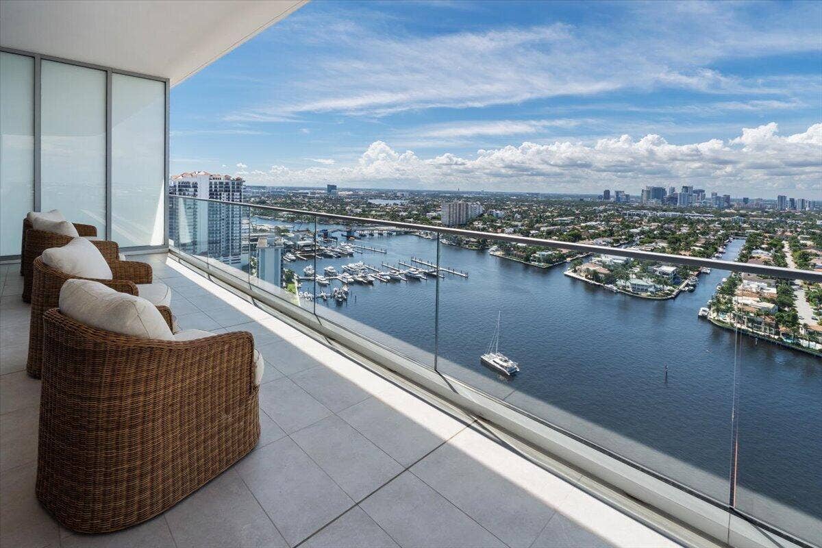 Intercostal and city view from family room and guest suite