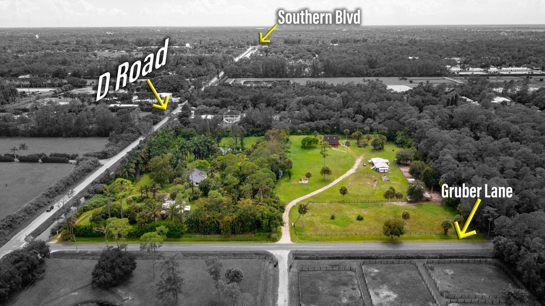14594 GRUBER Lane, Loxahatchee Groves, FL 33470 1313 D Road and 14594 Gruber Aerials wit