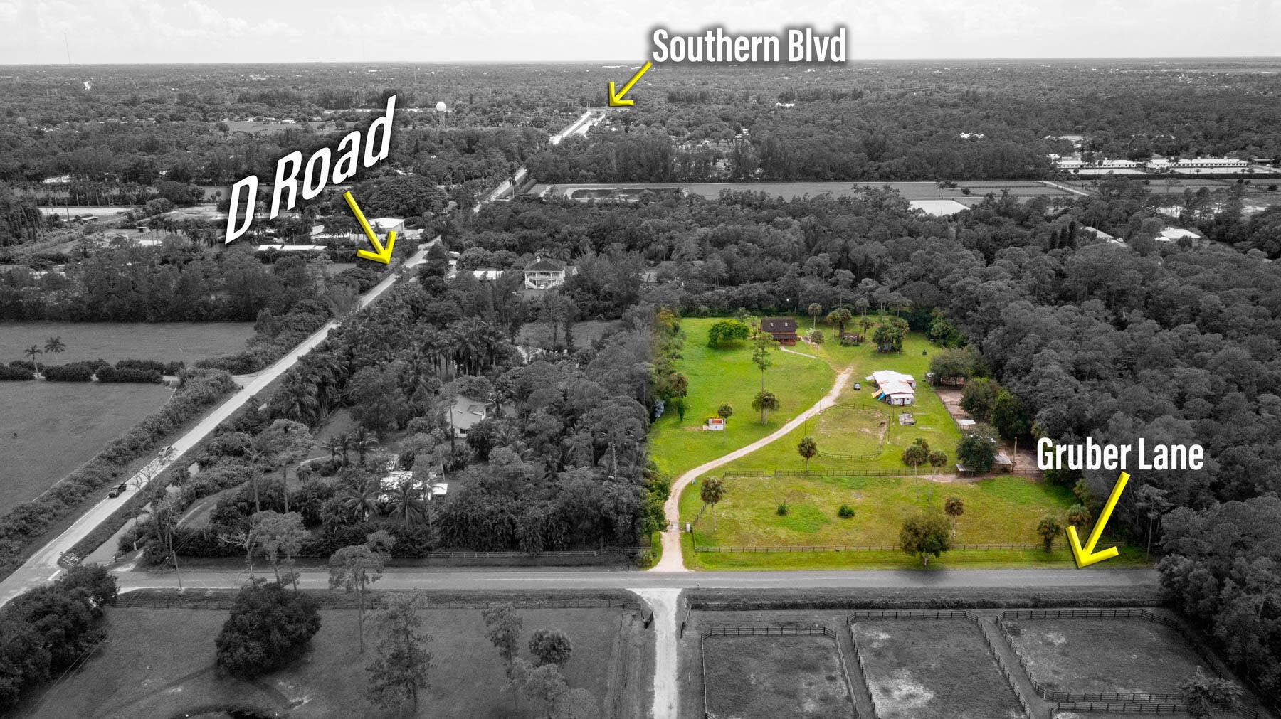 14594 GRUBER Lane, Loxahatchee Groves, FL 33470 1313 D Road and 14594 Gruber Aerials wit
