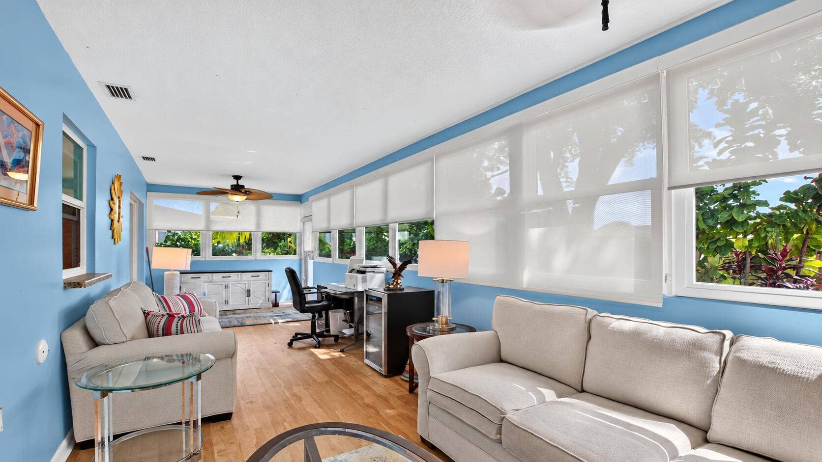 Bright Coastal Sunroom Office Retreat