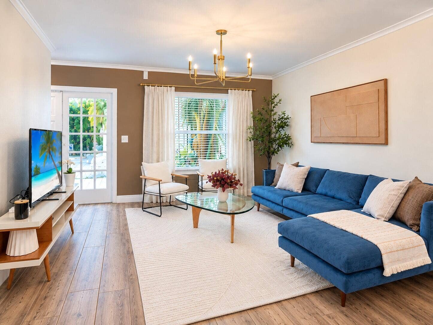 2708 NE 14th Street Causeway, #2, Pompano Beach, FL 33062 Airy Blue and Cream Living Room