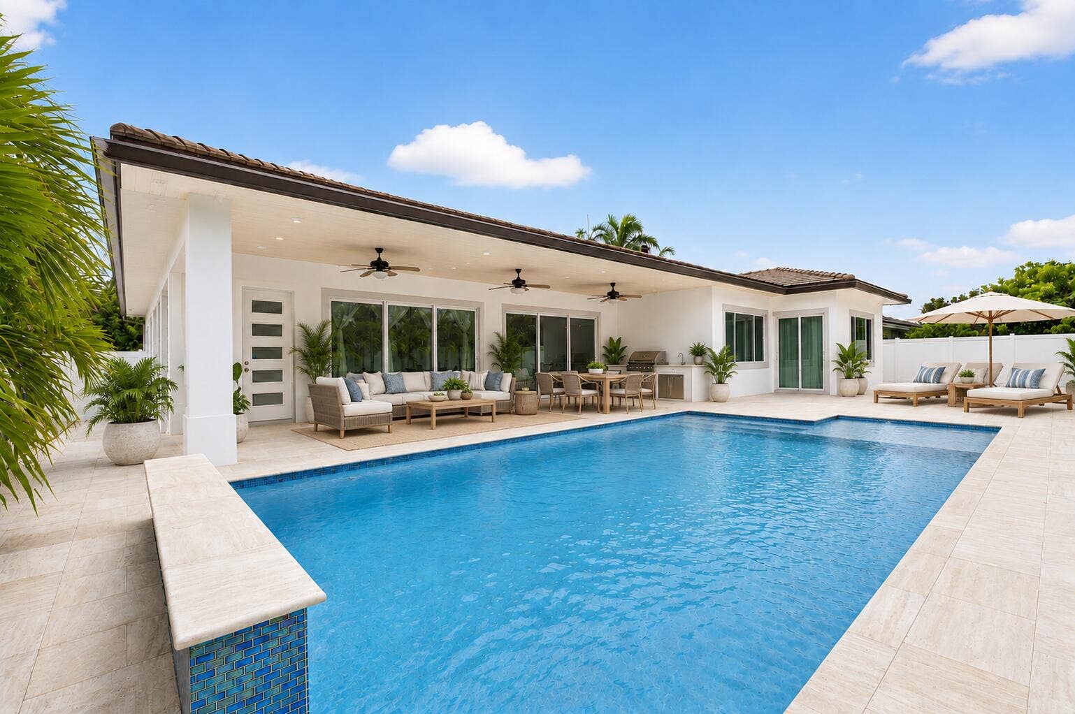 711 NE 6th Street, Boca Raton, FL 33432 Pool Area Virtually- digitally staged