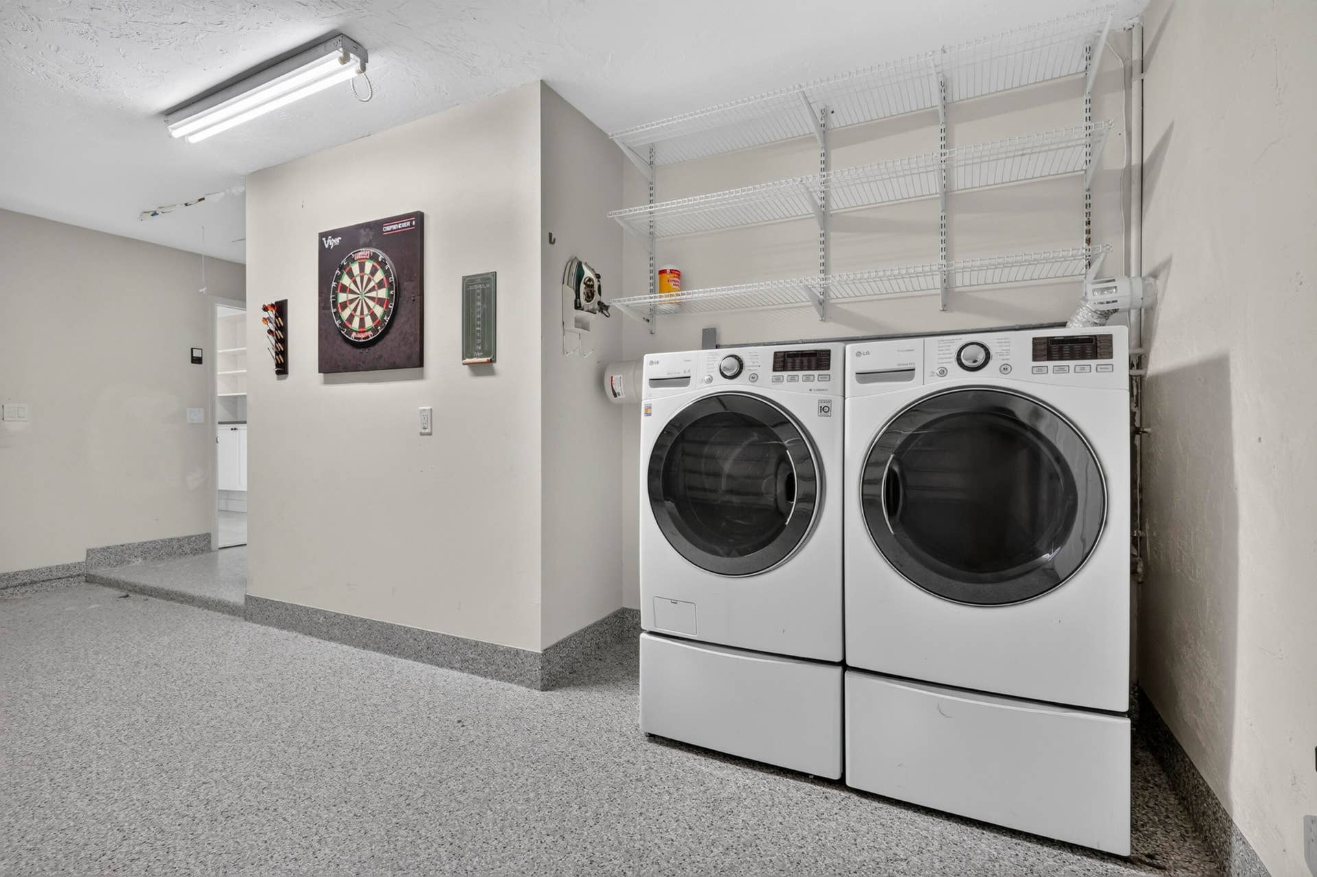 Laundry and Darts In Garage