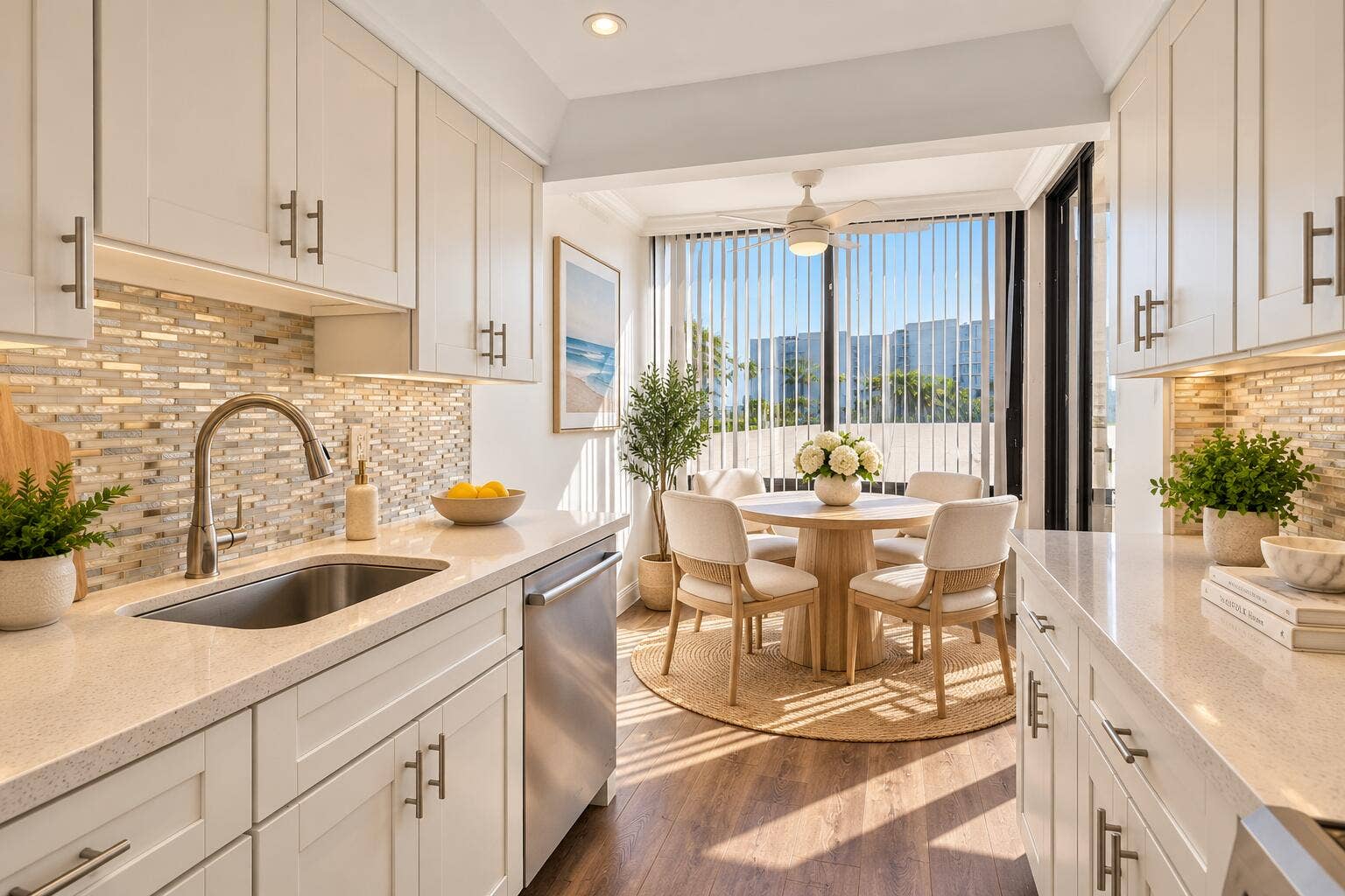 3589 S OCEAN Boulevard, #303, South Palm Beach, FL 33480 Airy Coastal Kitchen Breakfast Nook