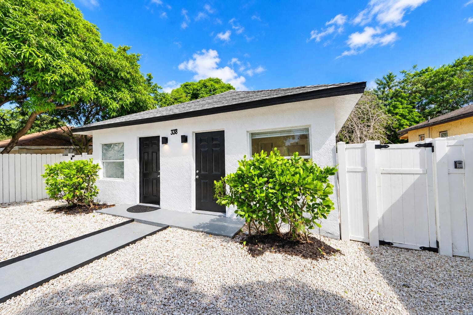 Sunny Modern Duplex Exterior with Twin B