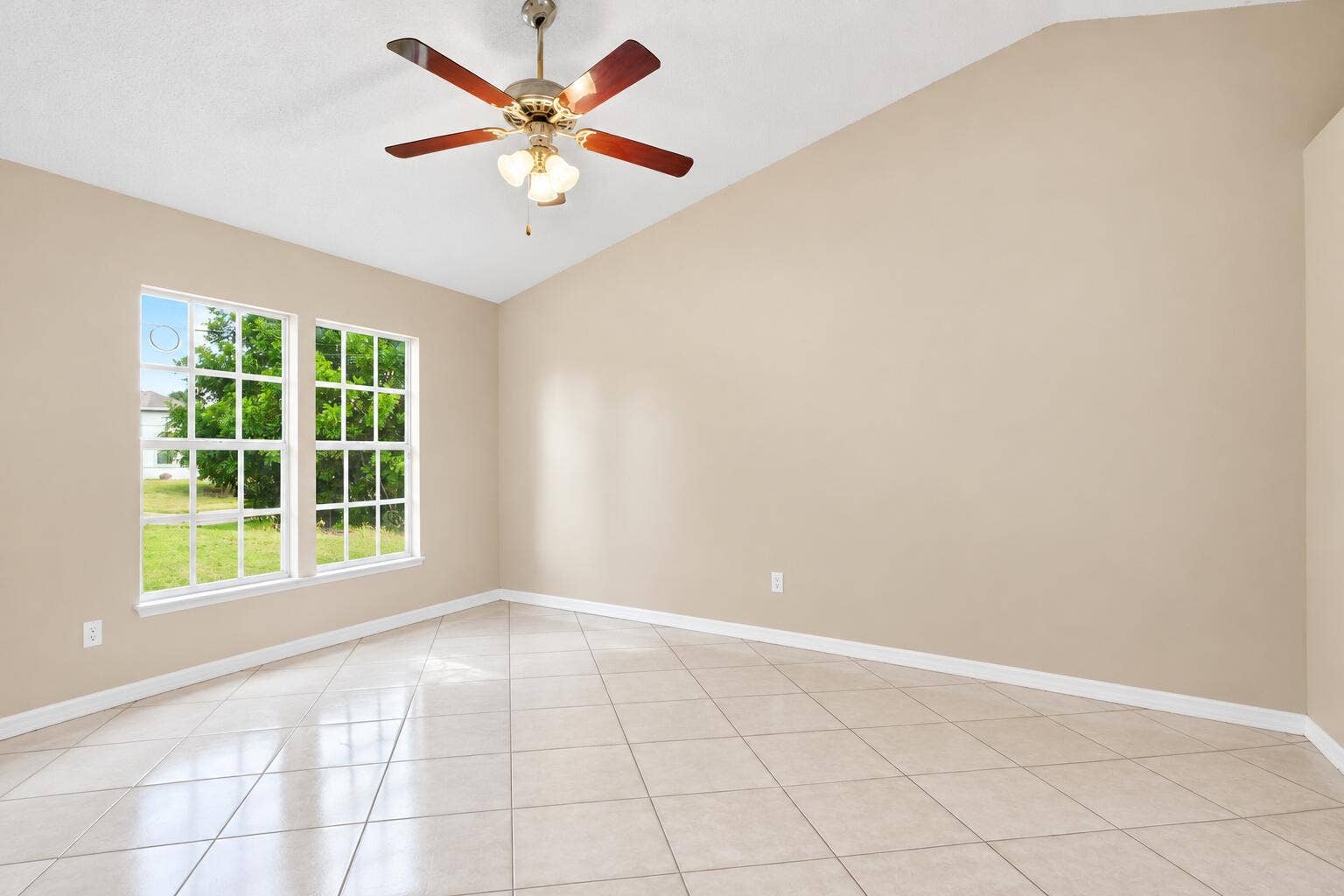 Bright Empty Vaulted Room with Ceiling F