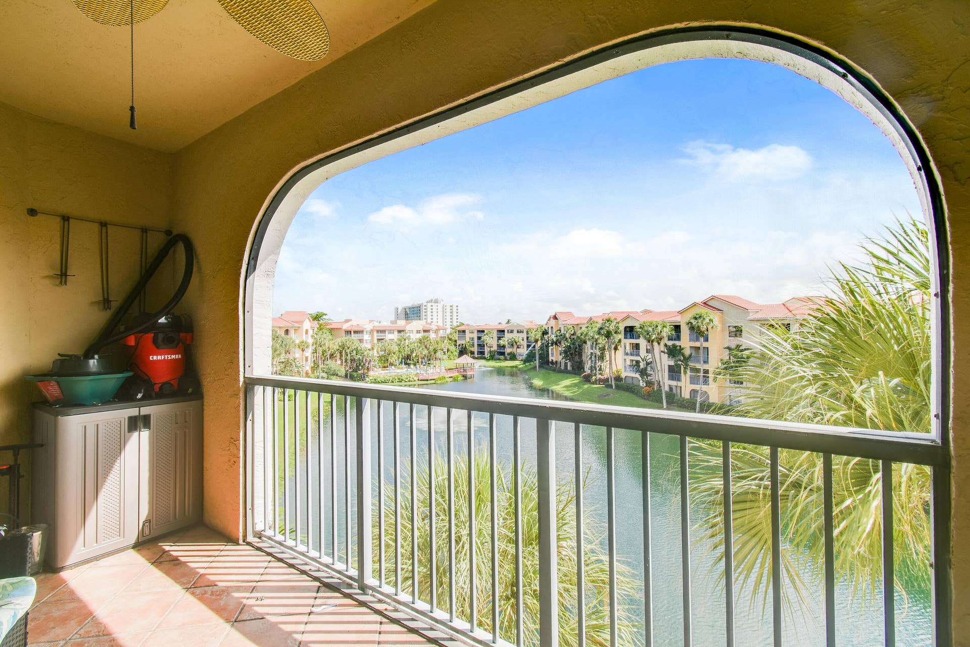 Lanai with lake view