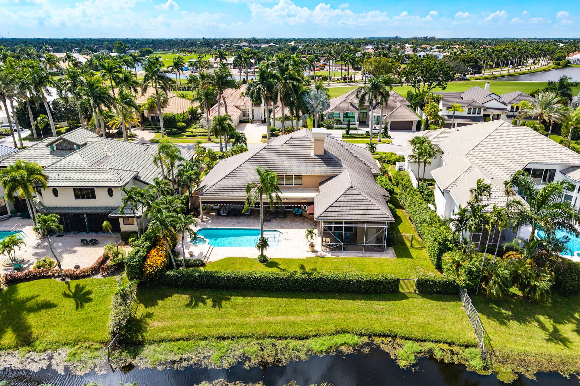 7235 QUEENFERRY Circle, Boca Raton, FL 33496 Aerial of backyard and pool