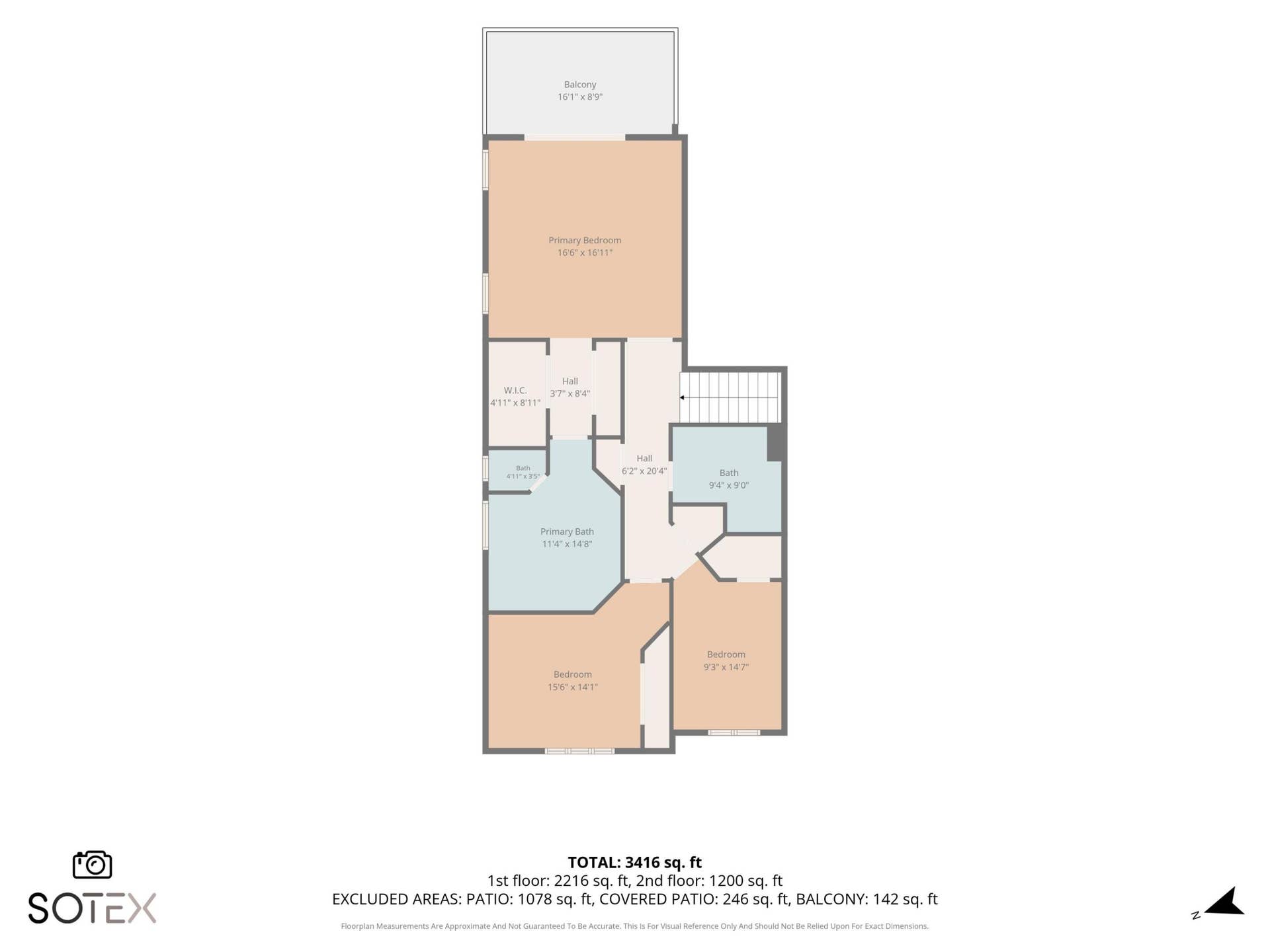 10671 St Thomas Drive, Boca Raton, FL 33498 Detailed layout of the second floor, highlighting the bedroom arrangements, bathrooms, and private balcony accessible from the primary suite.