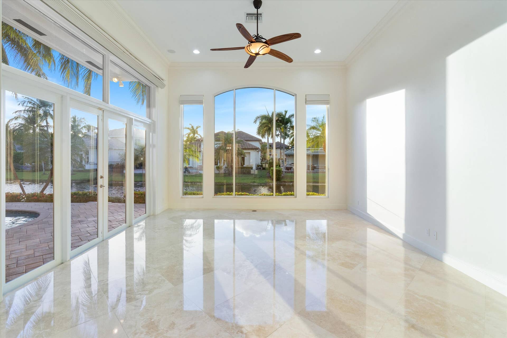 Floor to Ceiling Windows in Family Room