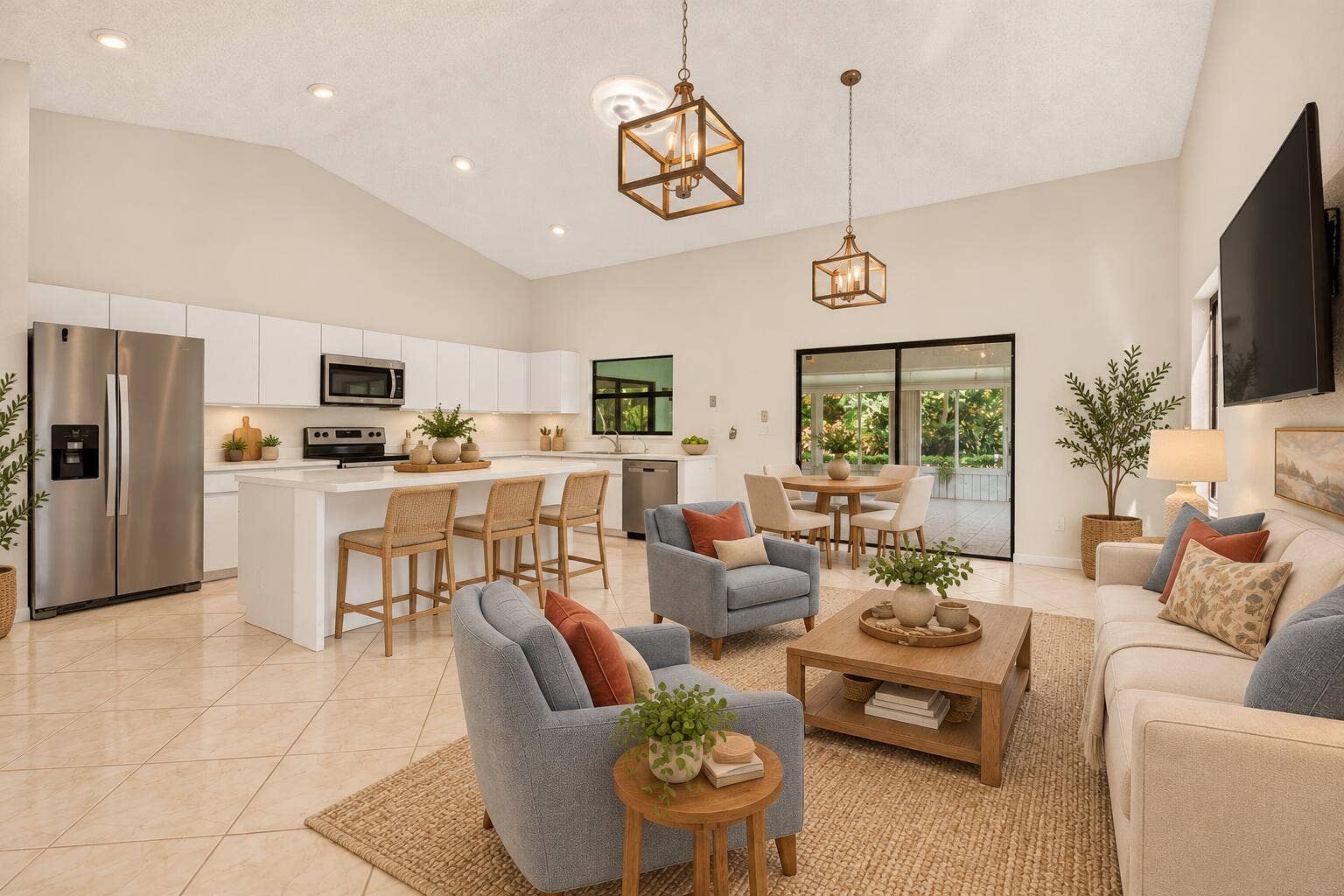2915 Riviera Drive, Delray Beach, FL 33445 Kitchen Den (virtually staged)