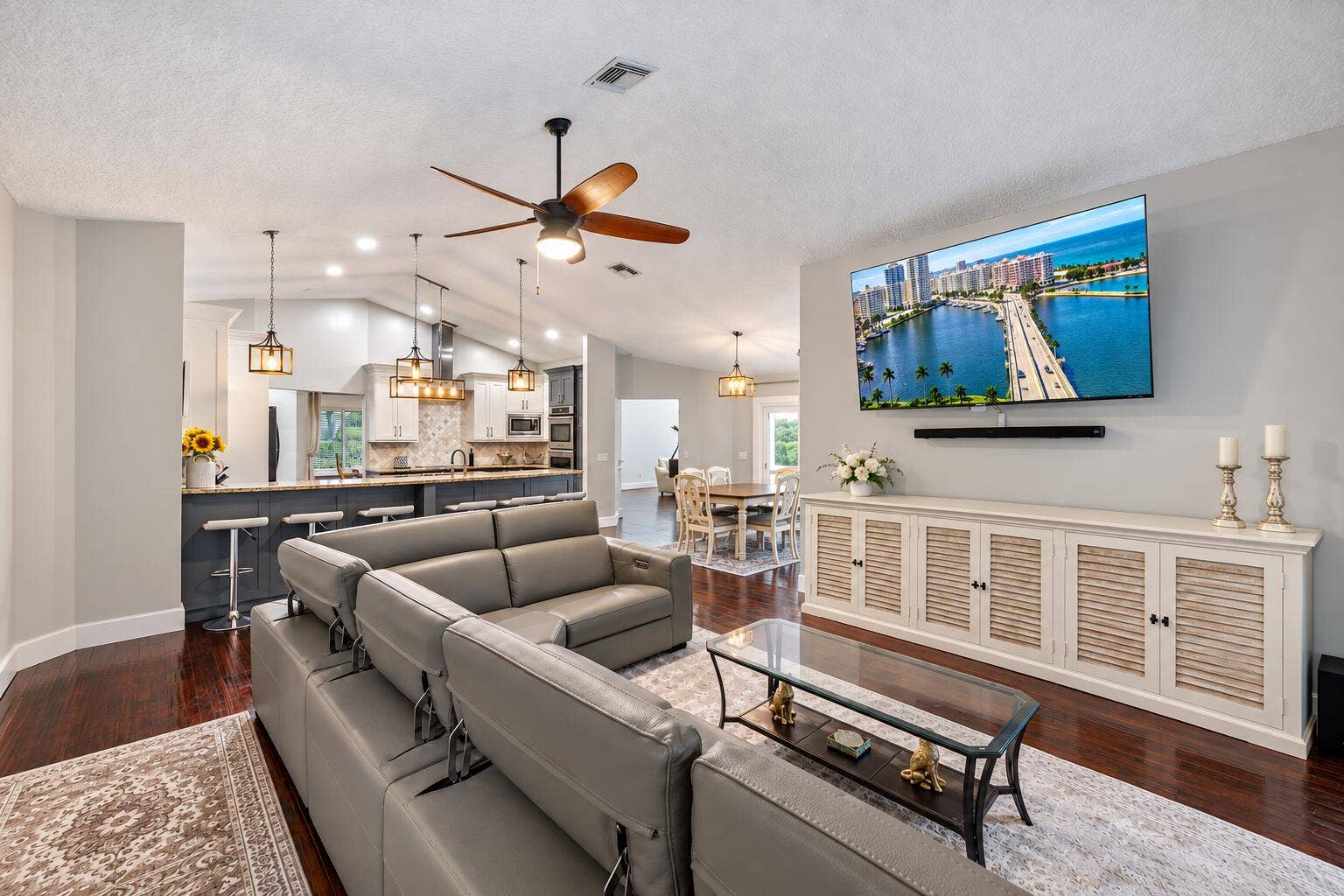 Staged Coastal Open-Plan Living Space