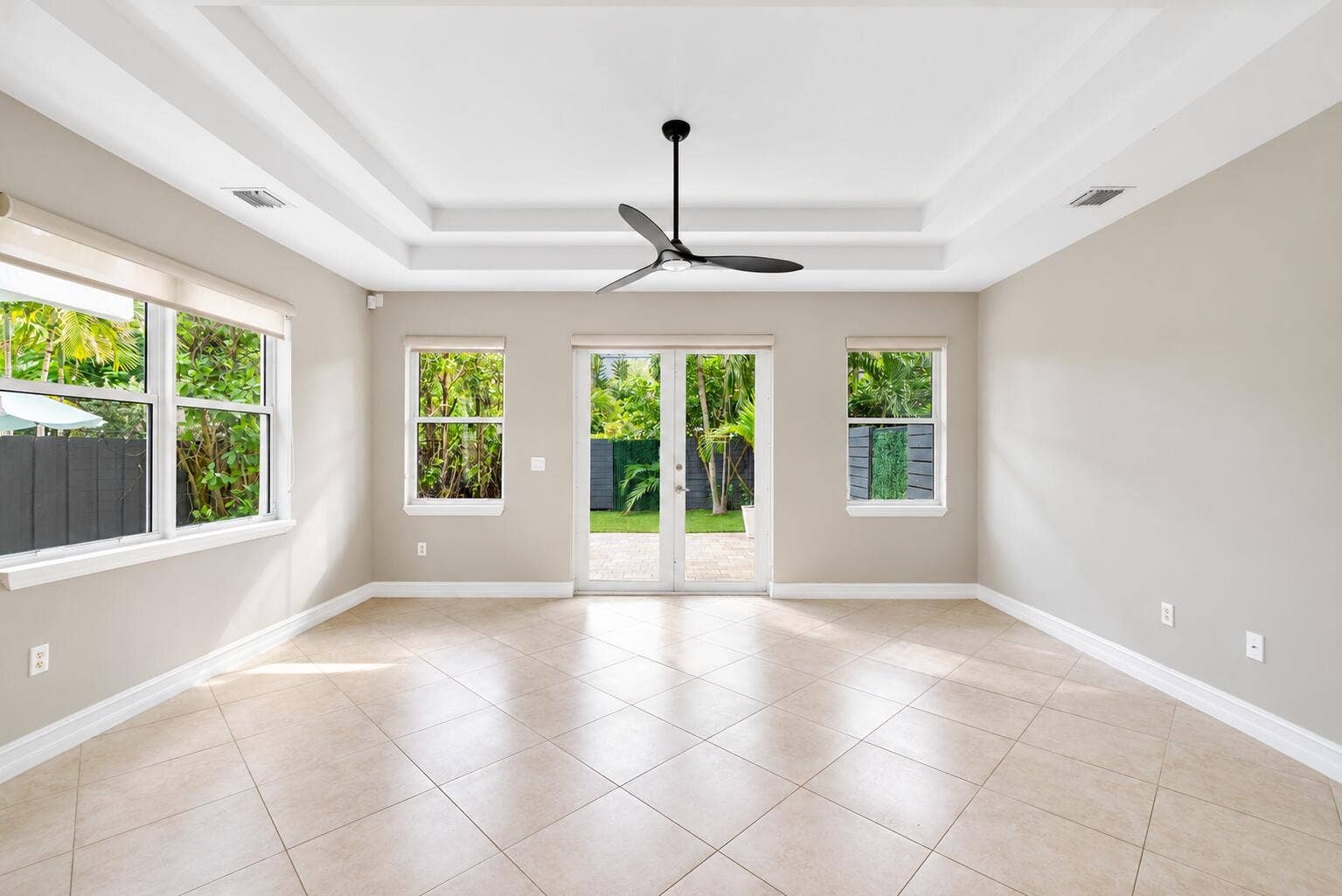 Bright Empty Room with Tropical Views