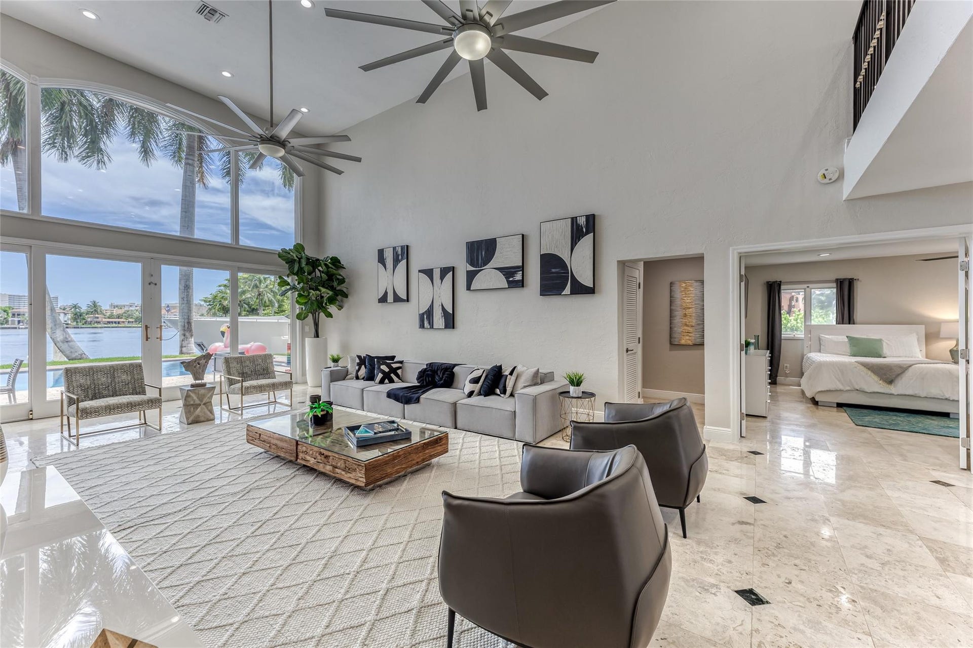 616 1st Key Drive, Fort Lauderdale, FL 33304 Open Layout Family Area overlooking Waterway & Pool Area