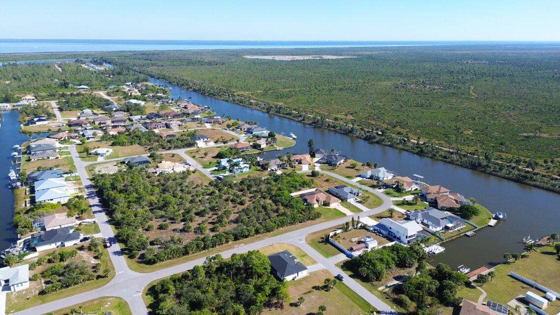 Canal & Neighborhood Aerial View