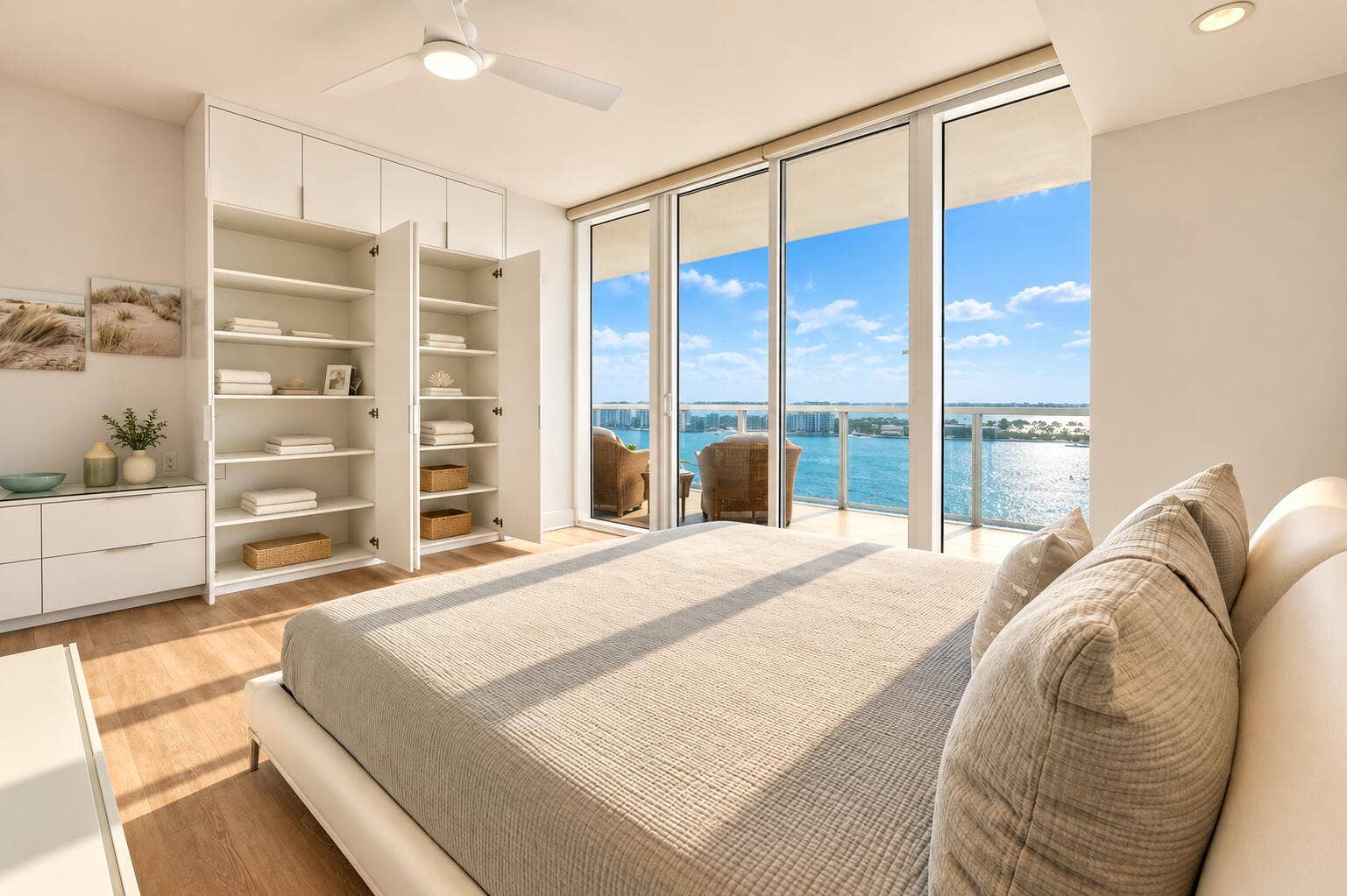Bedroom primary open ith Waterfront View