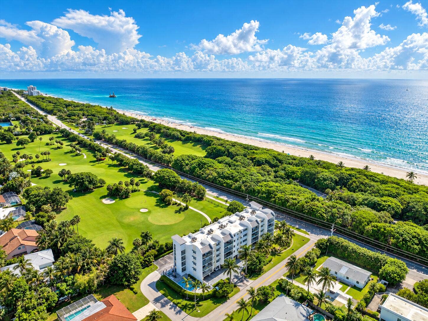 601 N Ocean Boulevard, Boca Raton, FL 33432 Sunlit Aerial Coastal Resortscape