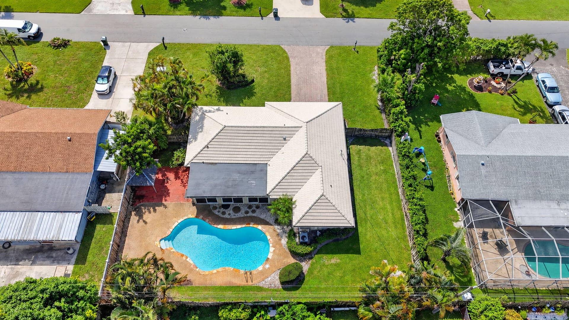 2175 Park Place, Boca Raton, FL 33486 Aerial View of Home and Pool