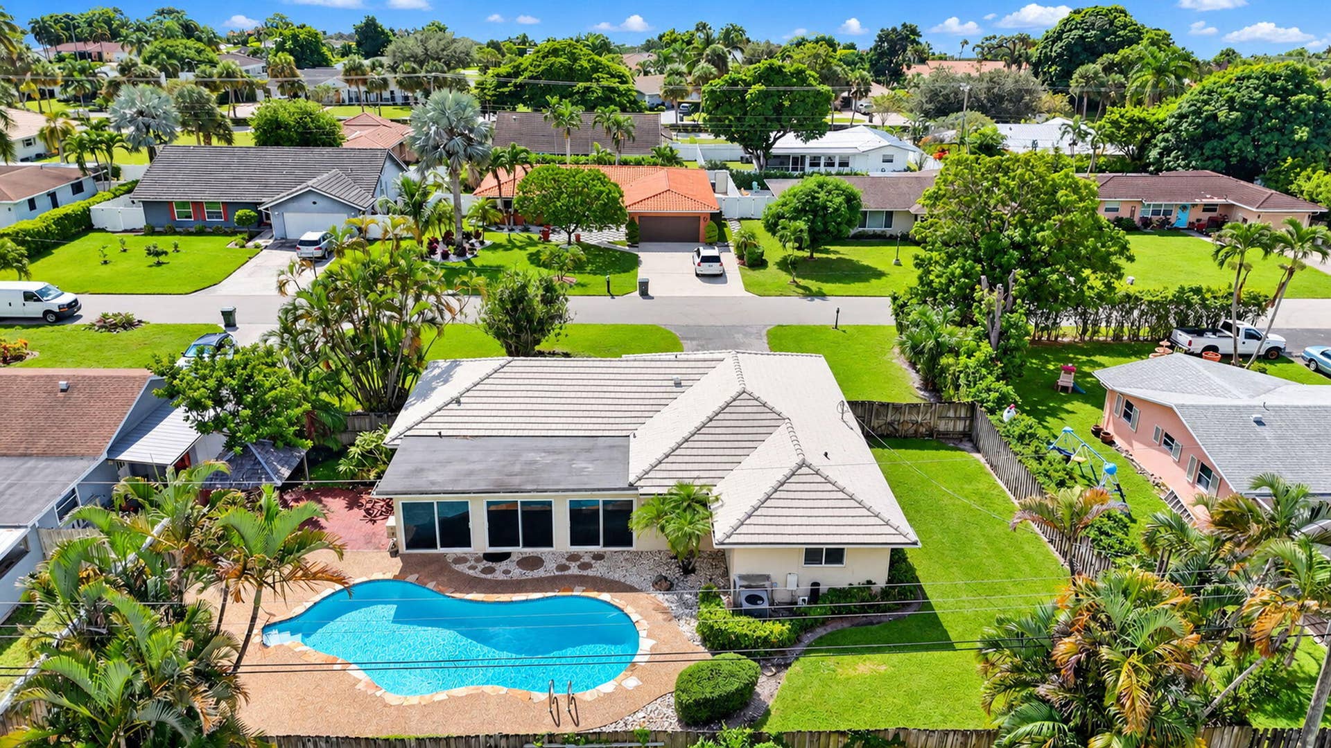 2175 Park Place, Boca Raton, FL 33486 Aerial View of Home and Pool