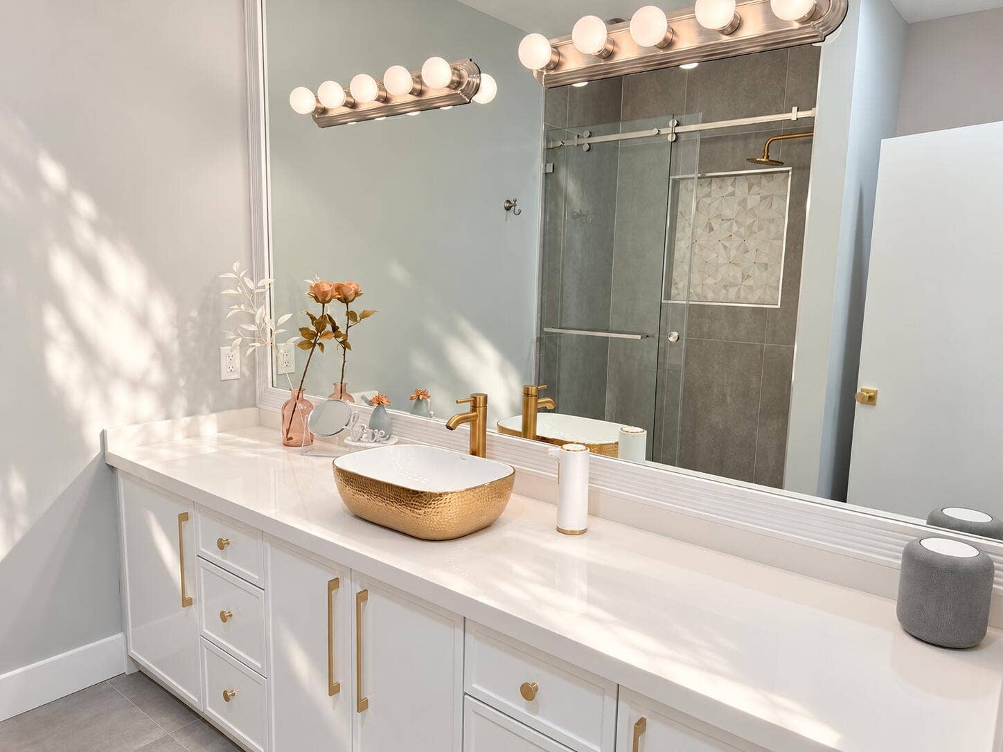 23379 Water Circle, Boca Raton, FL 33486 Bright Modern Bathroom Vanity with Gold
