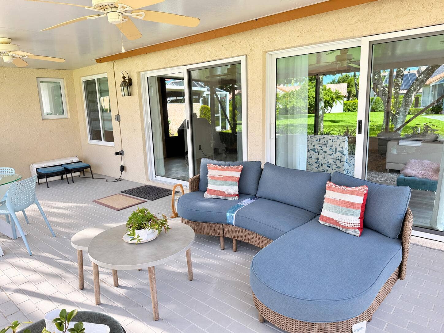 23379 Water Circle, Boca Raton, FL 33486 Sunlit Coastal Patio with Wicker Seating