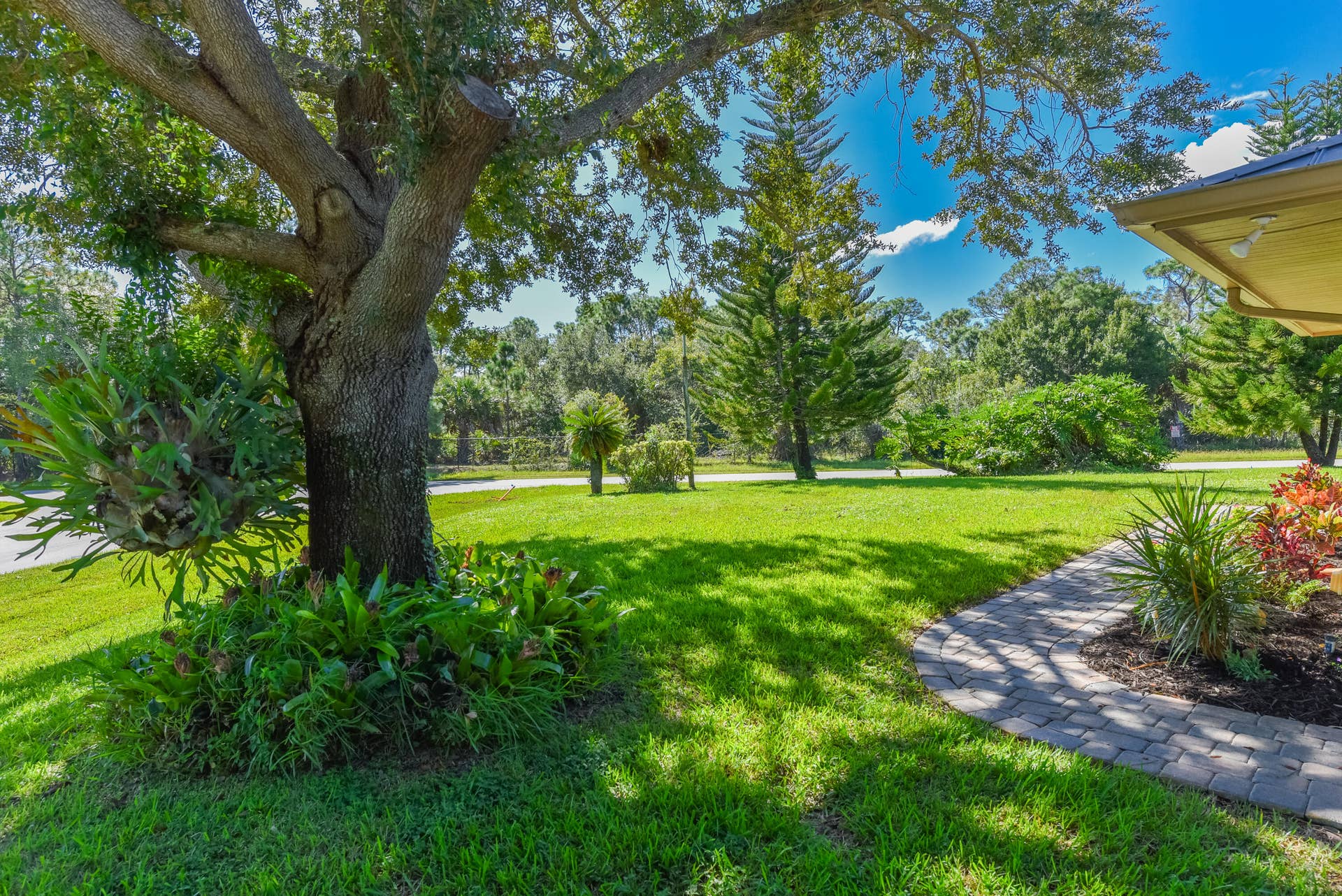 3098 SE BUR Street, Port St Lucie, FL 34952 Beautifully landscaped grounds featuring majestic shade trees, lush greenery, and an inviting lawn. Enjoy the natural beauty and peaceful setting of this nearly half-acre Sandpiper Bay property!