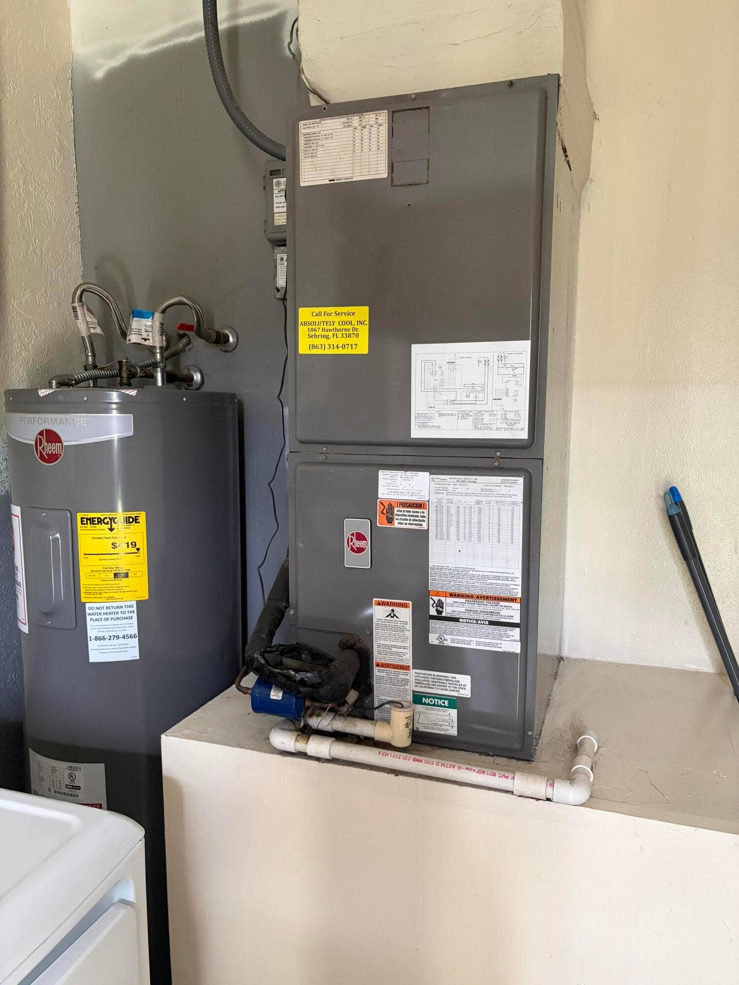 Vertical air handler unit and integrated water heater system