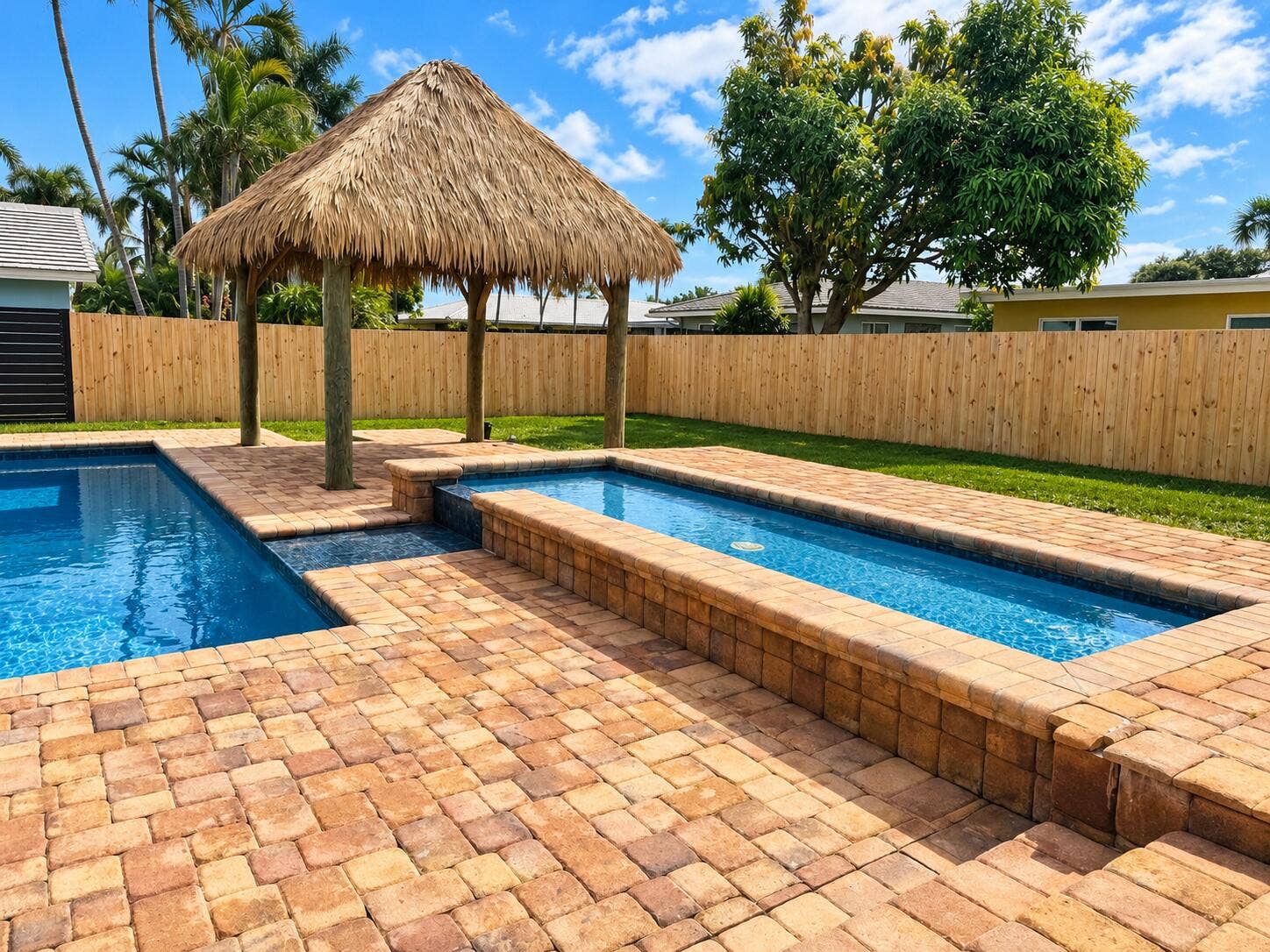 1472 SW 13TH Street, Boca Raton, FL 33486 Sunlit Backyard Pool with Tiki Hut