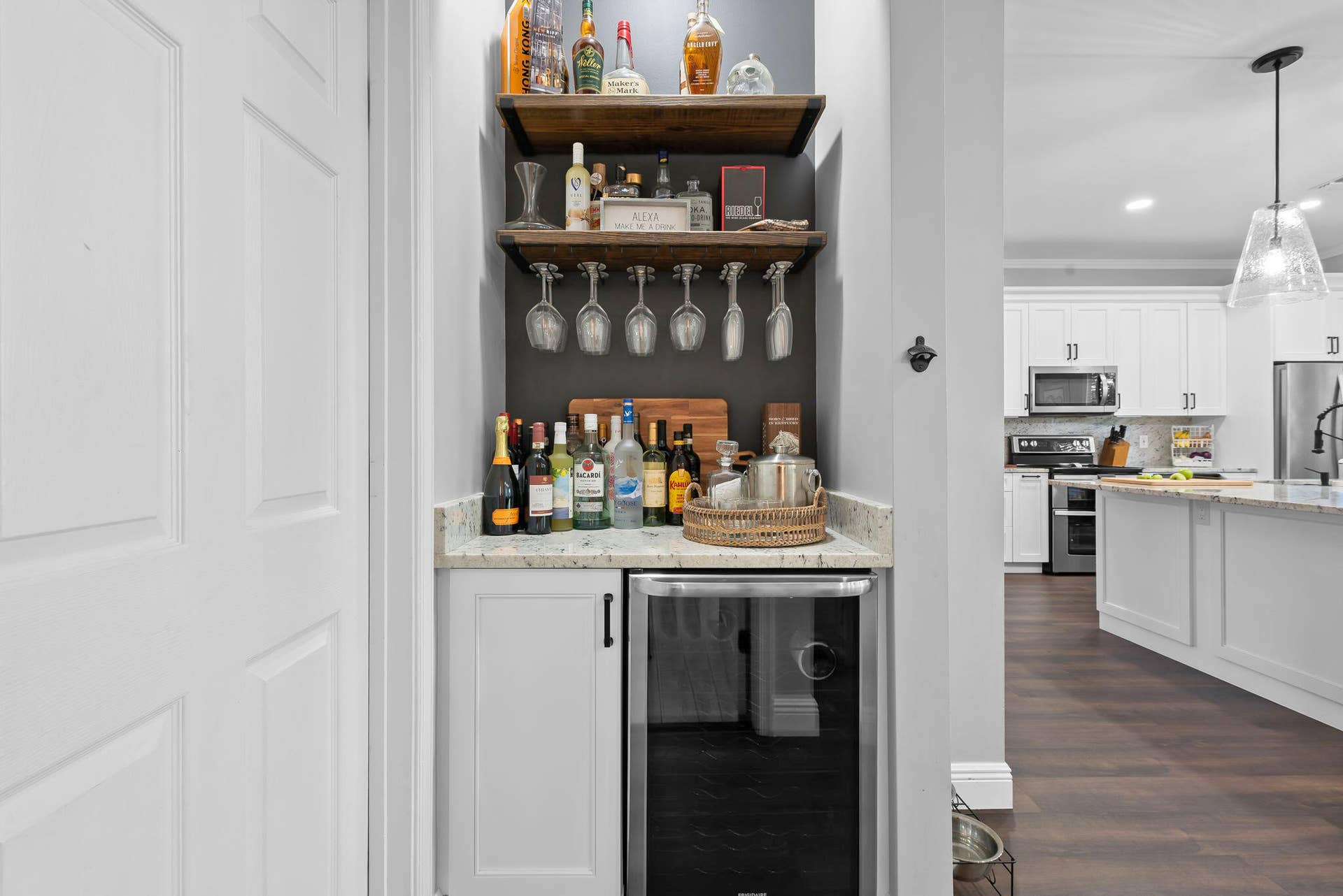 Built-in dry bar off the kitchen