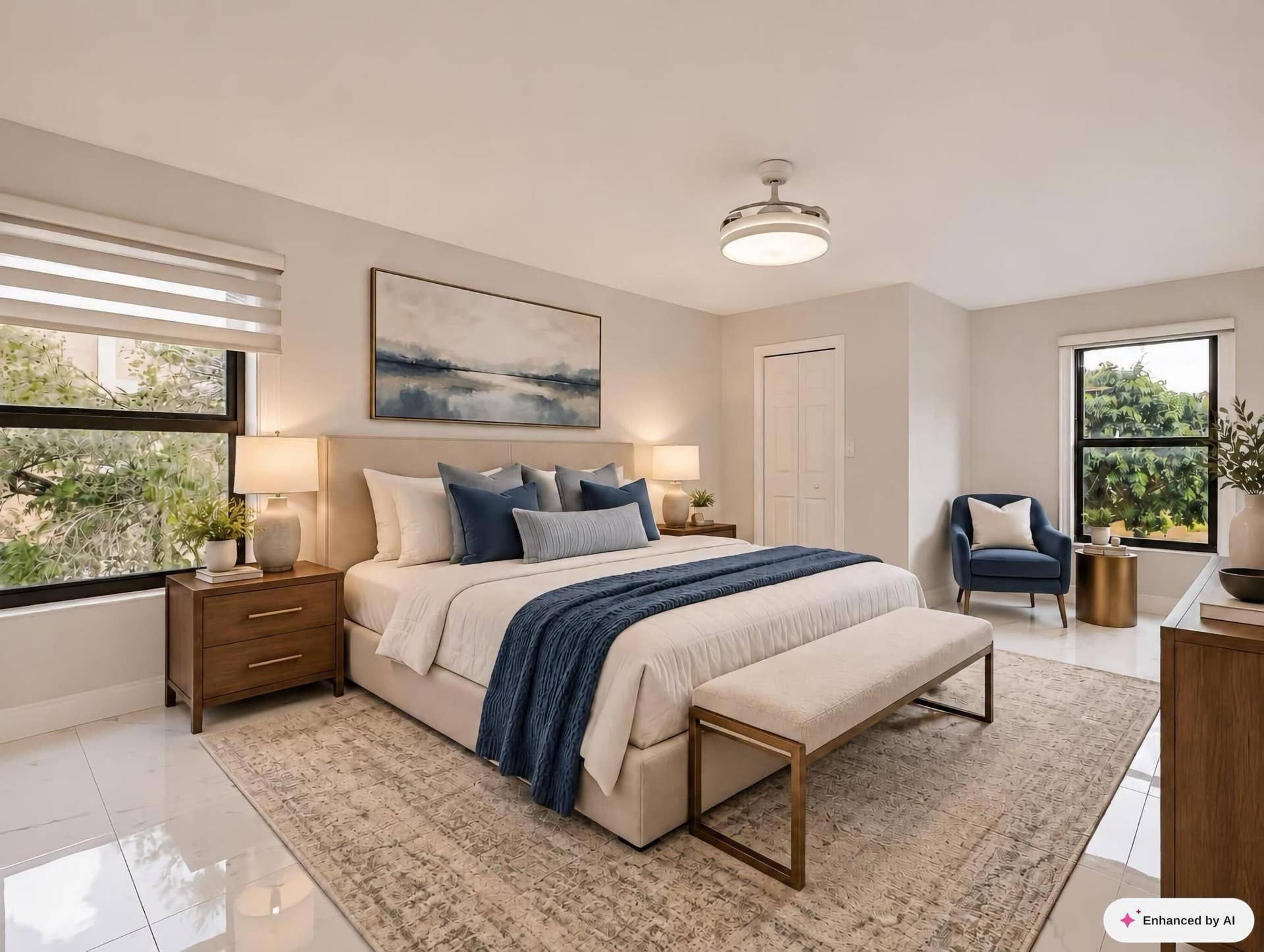 Primary Bedroom Staged