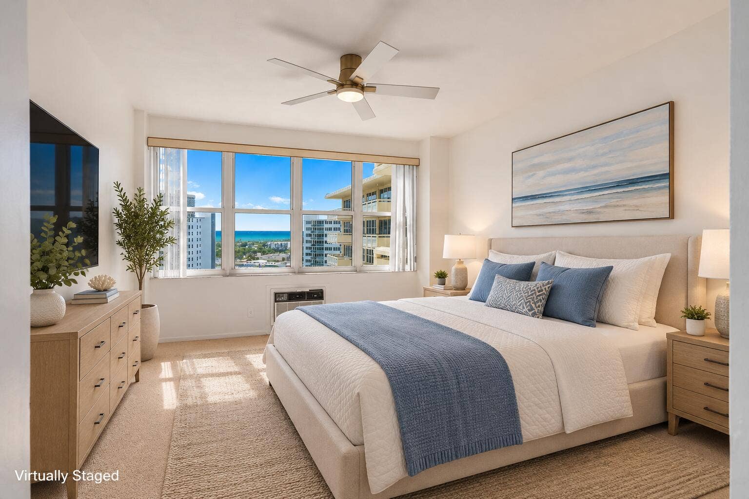 3200 NE 36th Street, #1618, Fort Lauderdale, FL 33308 Virtually Staged Coastal Bedroom