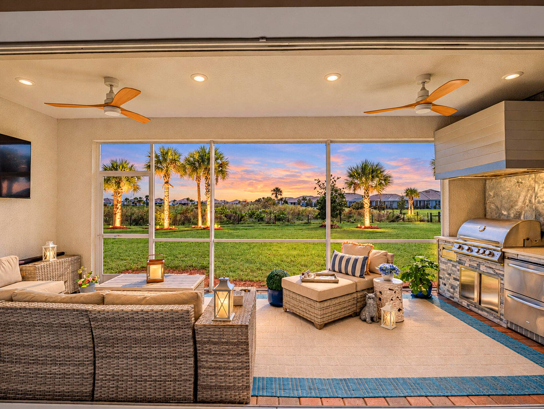 13580 SW GINGERLINE Drive, Port St Lucie, FL 34987 Screened lanai with summer kitchen-Blaze BBQ, fridge & sink