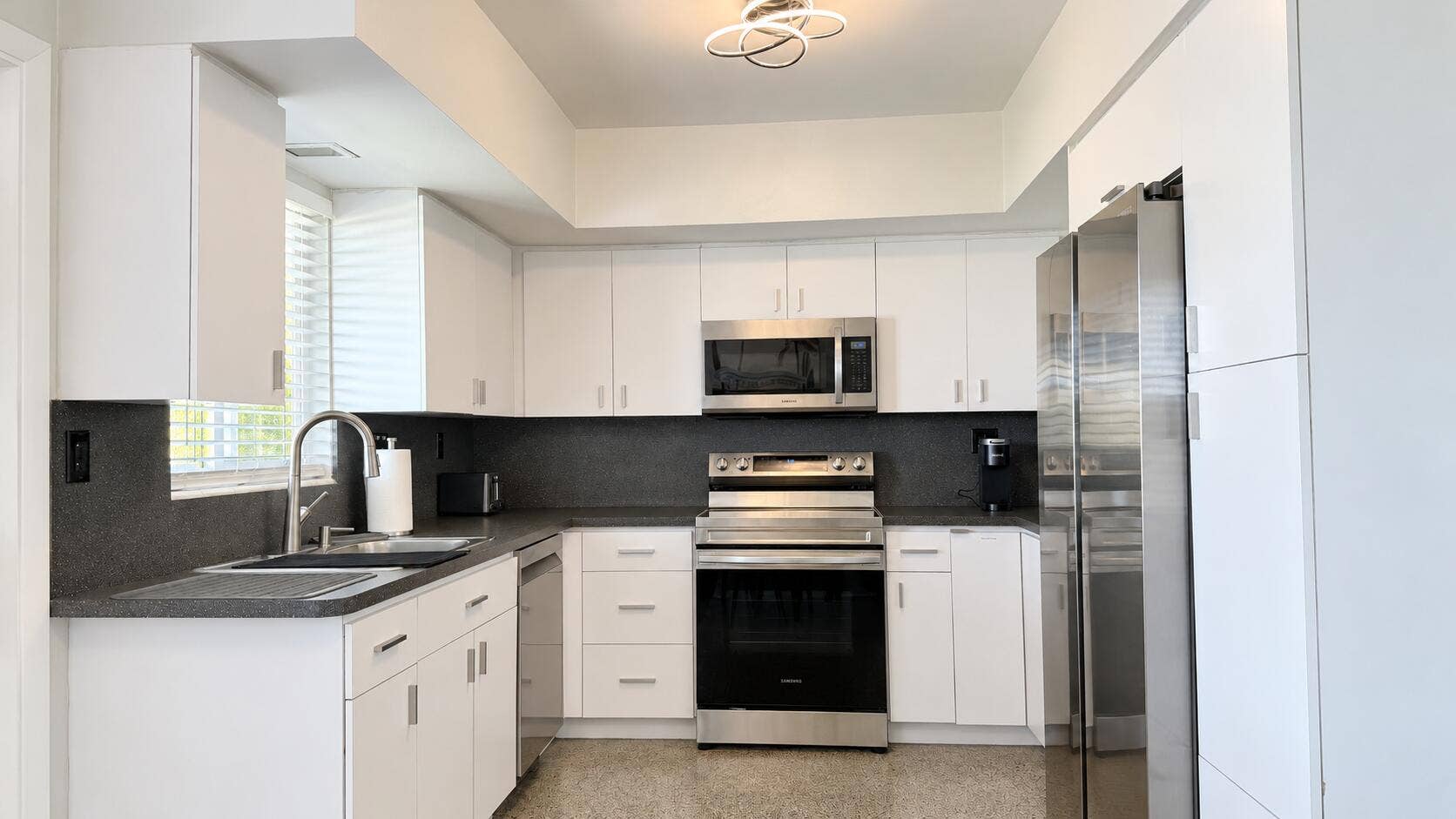 1261 SE 2ND Street, #1, Deerfield Beach, FL 33441 Modern Minimalist Kitchen with Ring Ligh