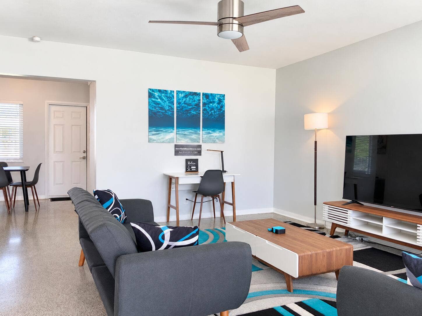 1261 SE 2ND Street, #1, Deerfield Beach, FL 33441 Coastal Mid-Century Living Room