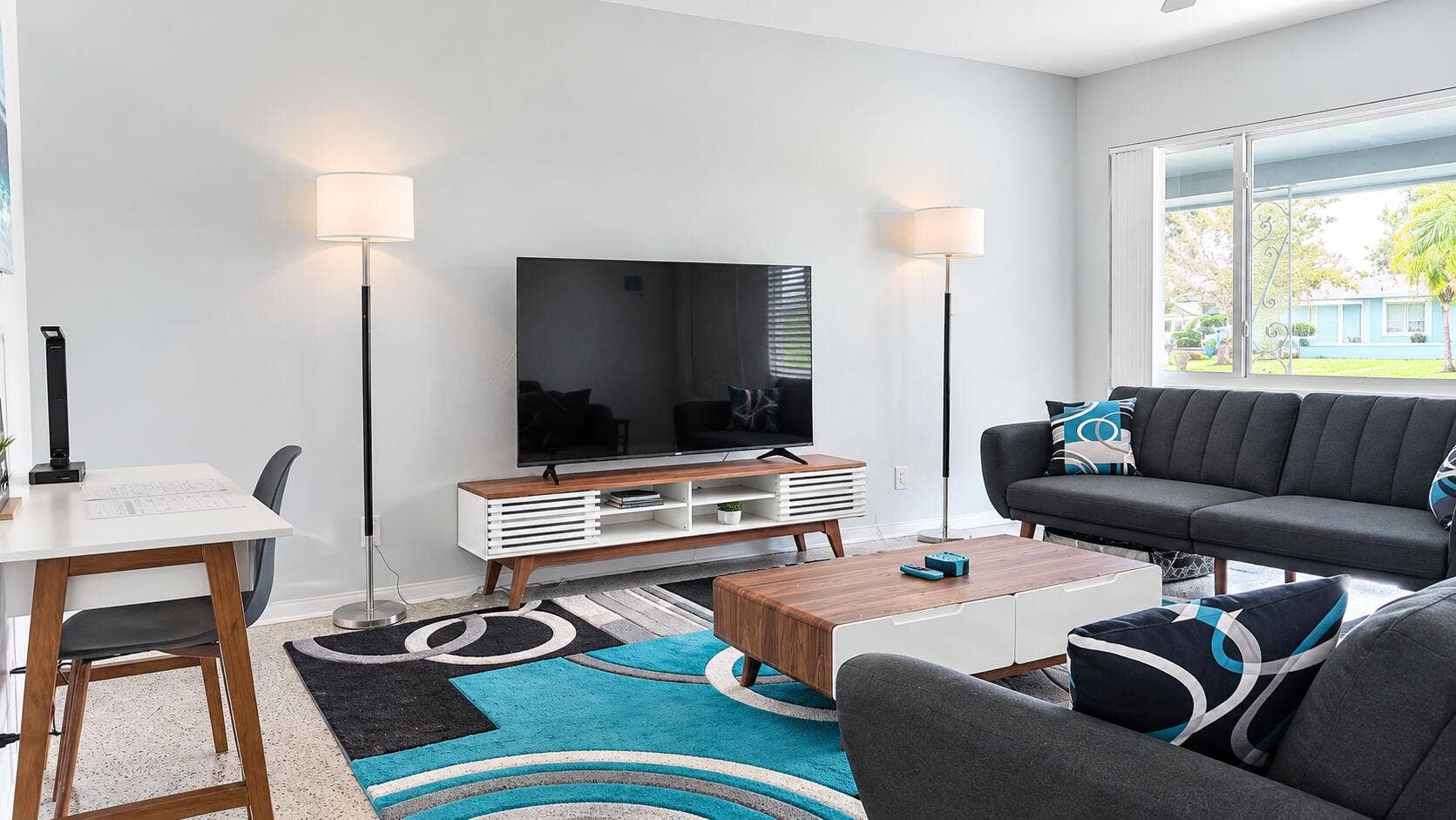 1261 SE 2ND Street, #1, Deerfield Beach, FL 33441 Bright Mid-Century Modern Living Room