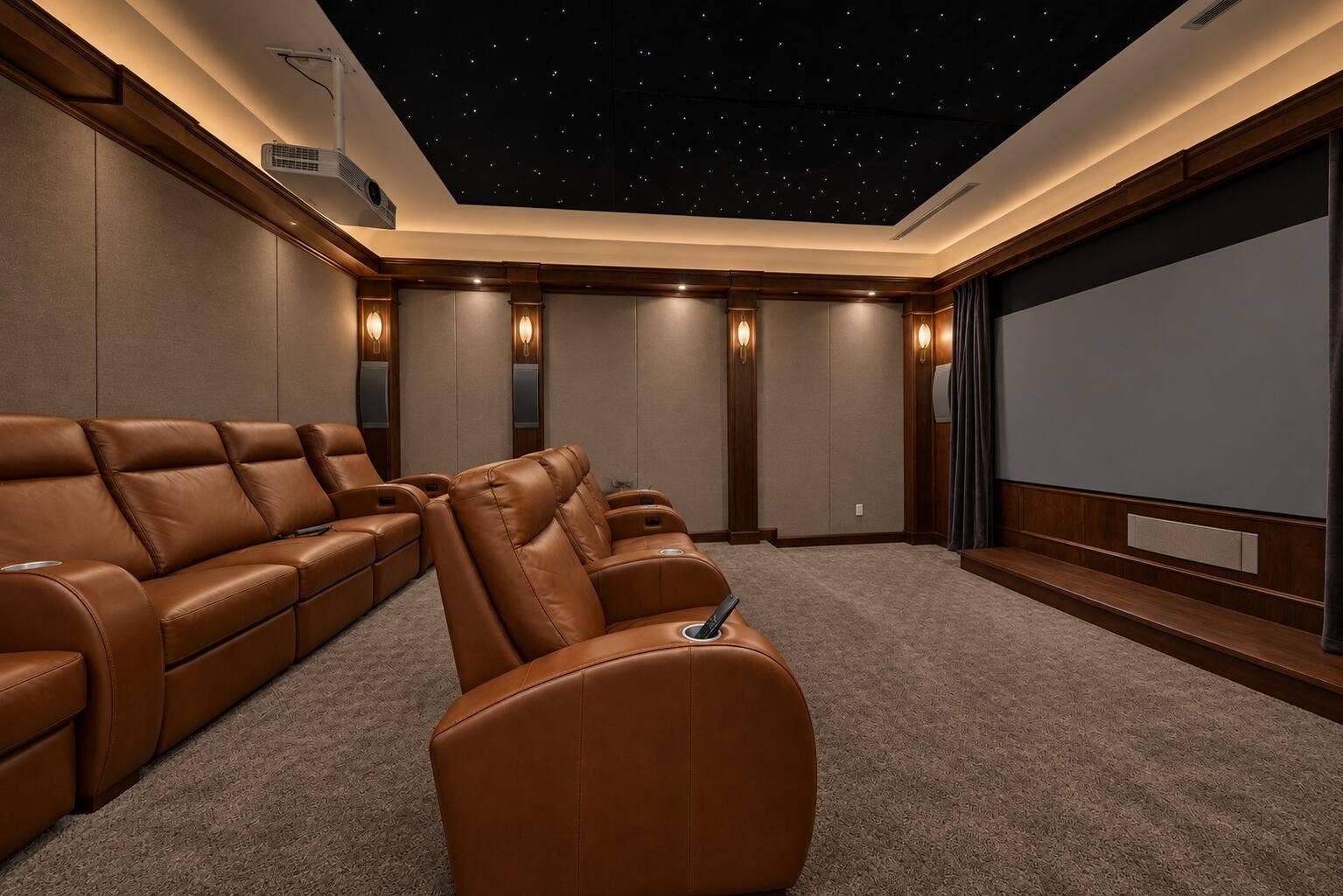 1627 SE 7TH Street, Fort Lauderdale, FL 33316 Refined Cognac Leather Home Theater
