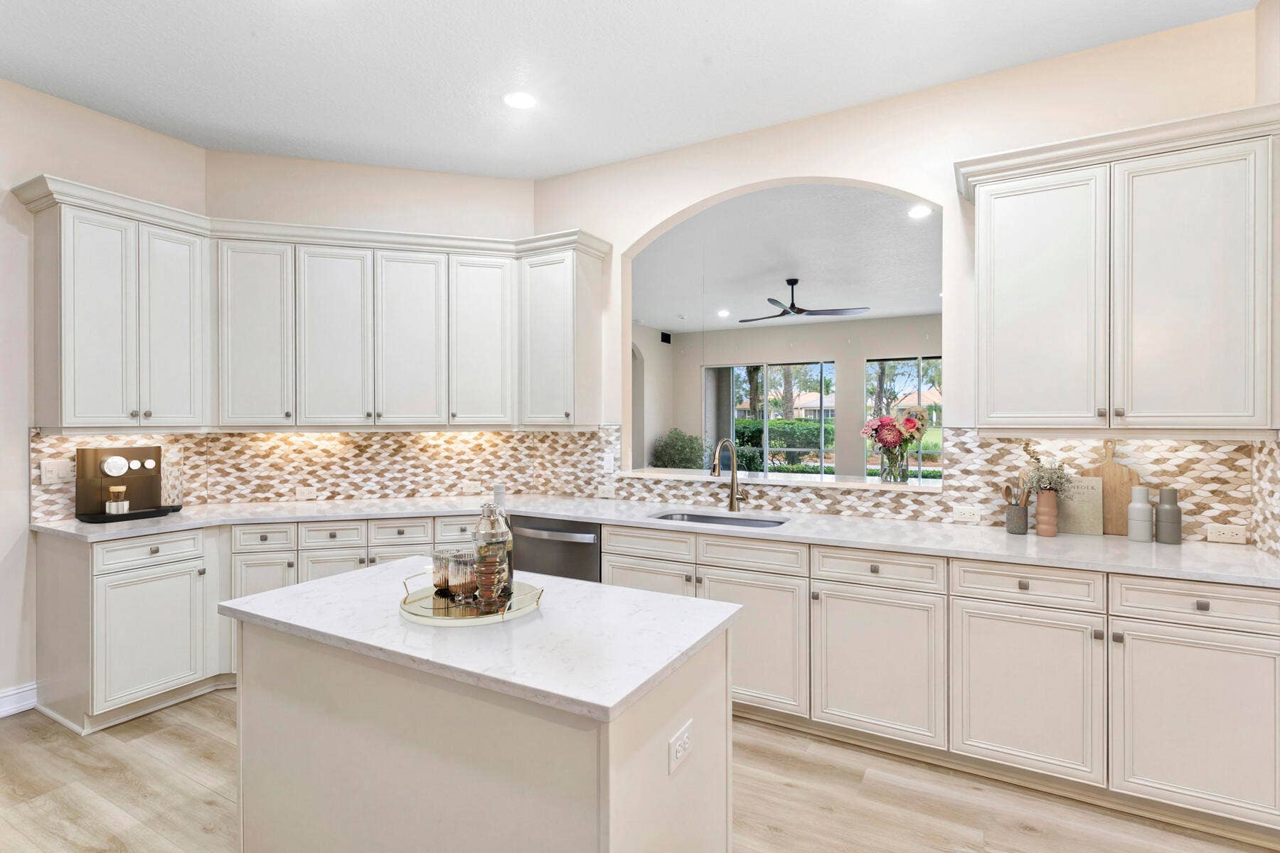 Virtually-staged to show painted WHITE cabinetry instead