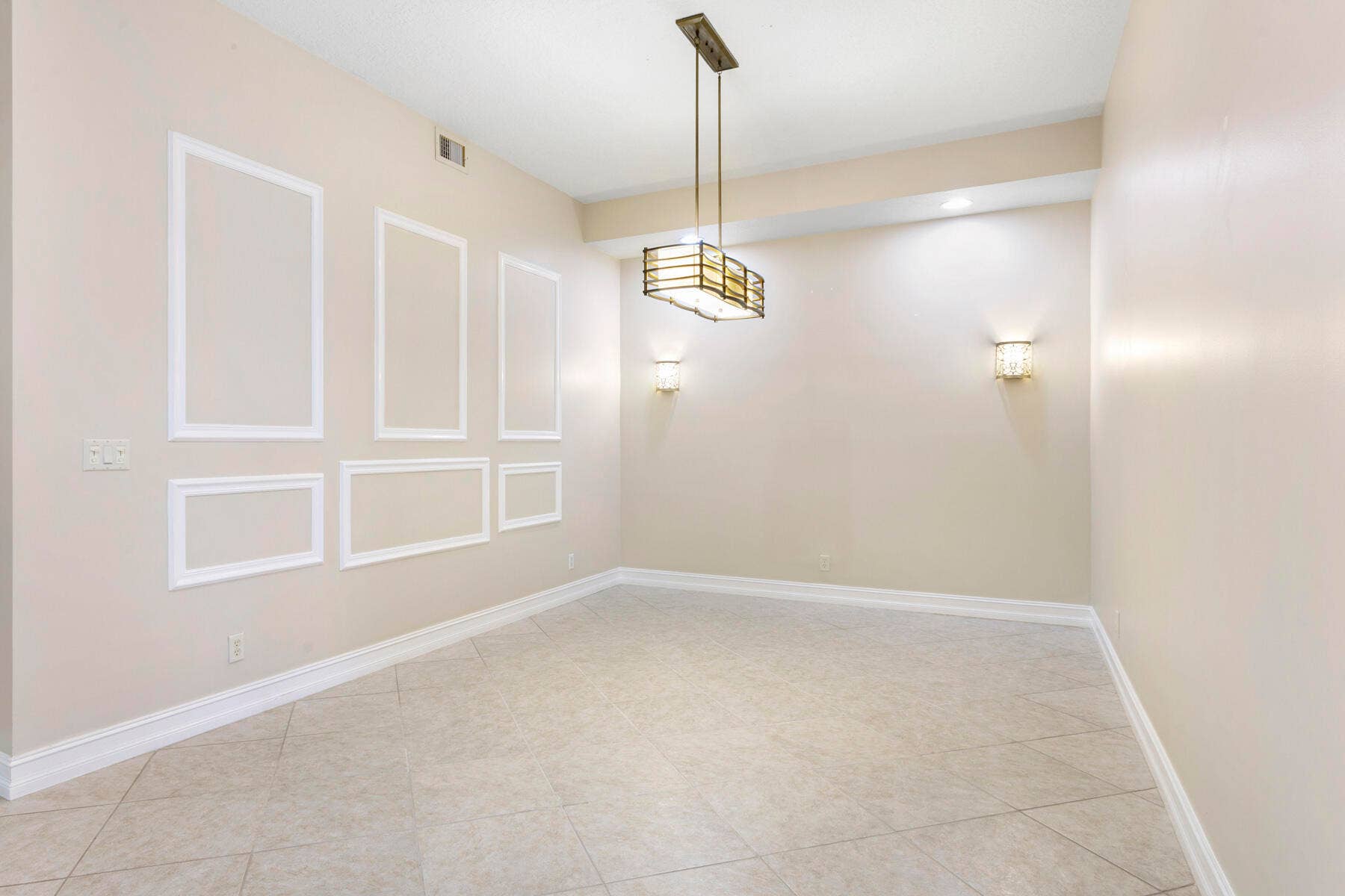 Dining room has wood enhancements