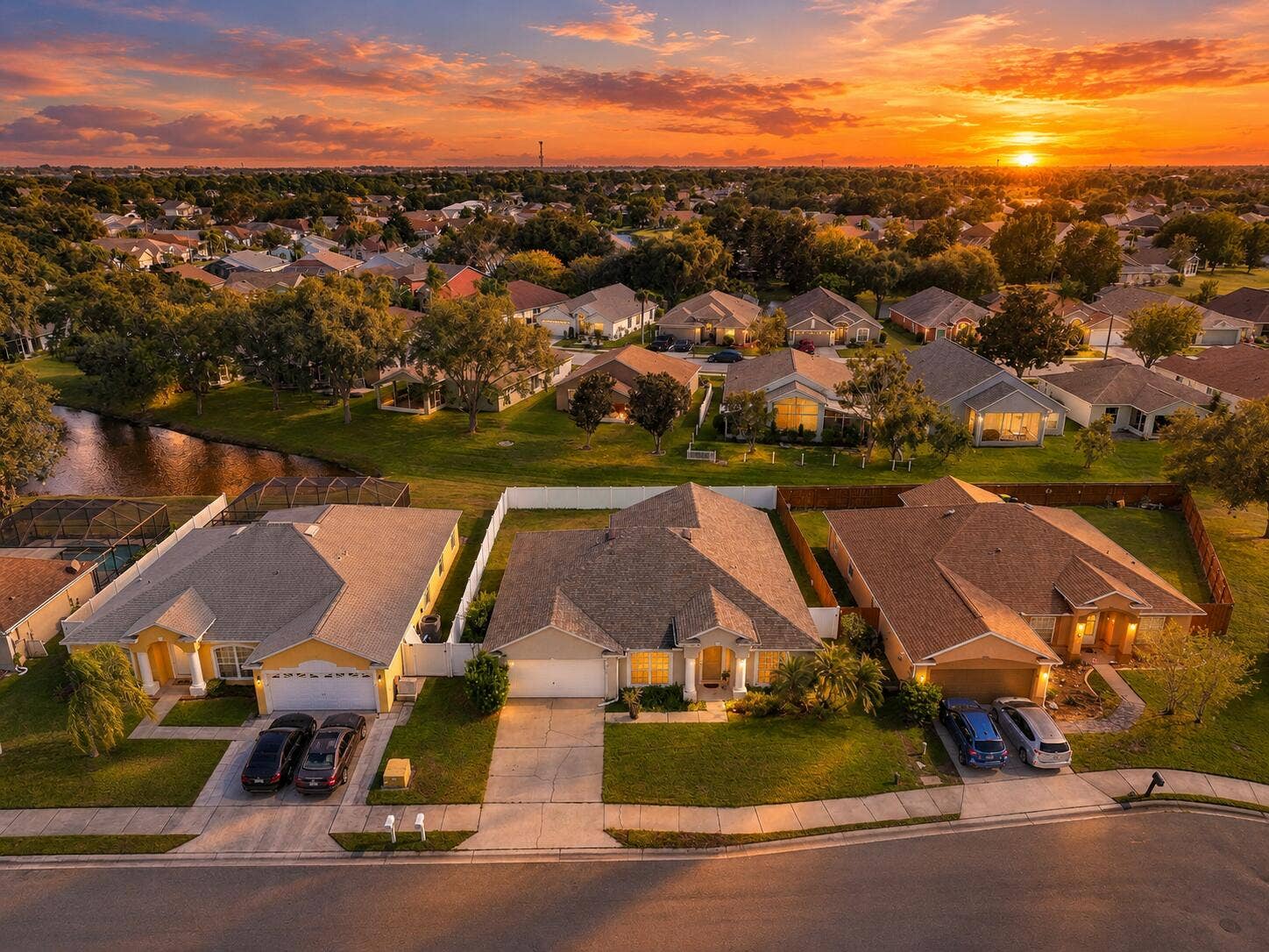 1165 IDA Way, Melbourne, FL 32940 Golden Hour Suburban Neighborhood Aerial