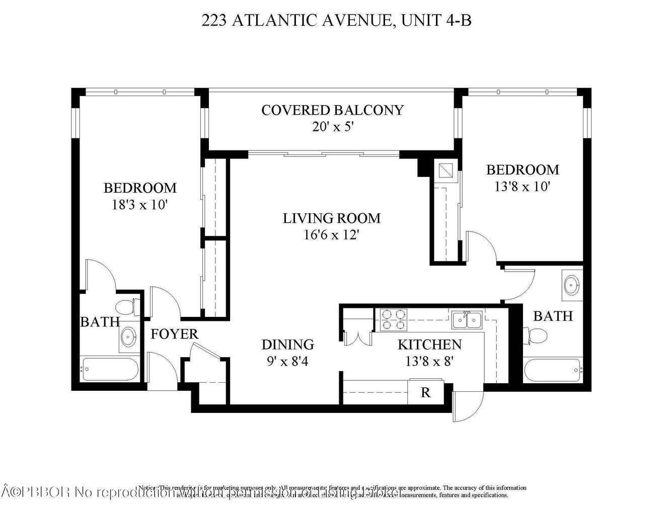 223 Atlantic Avenue, #4B, Palm Beach, FL 33480 floor plan