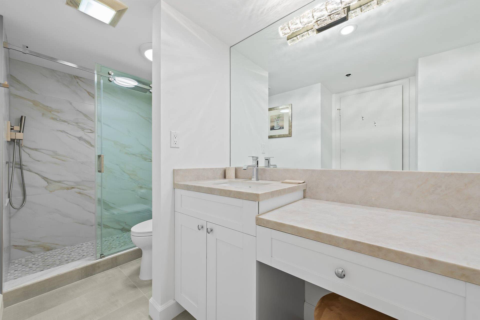 Freshly renovated primary bath