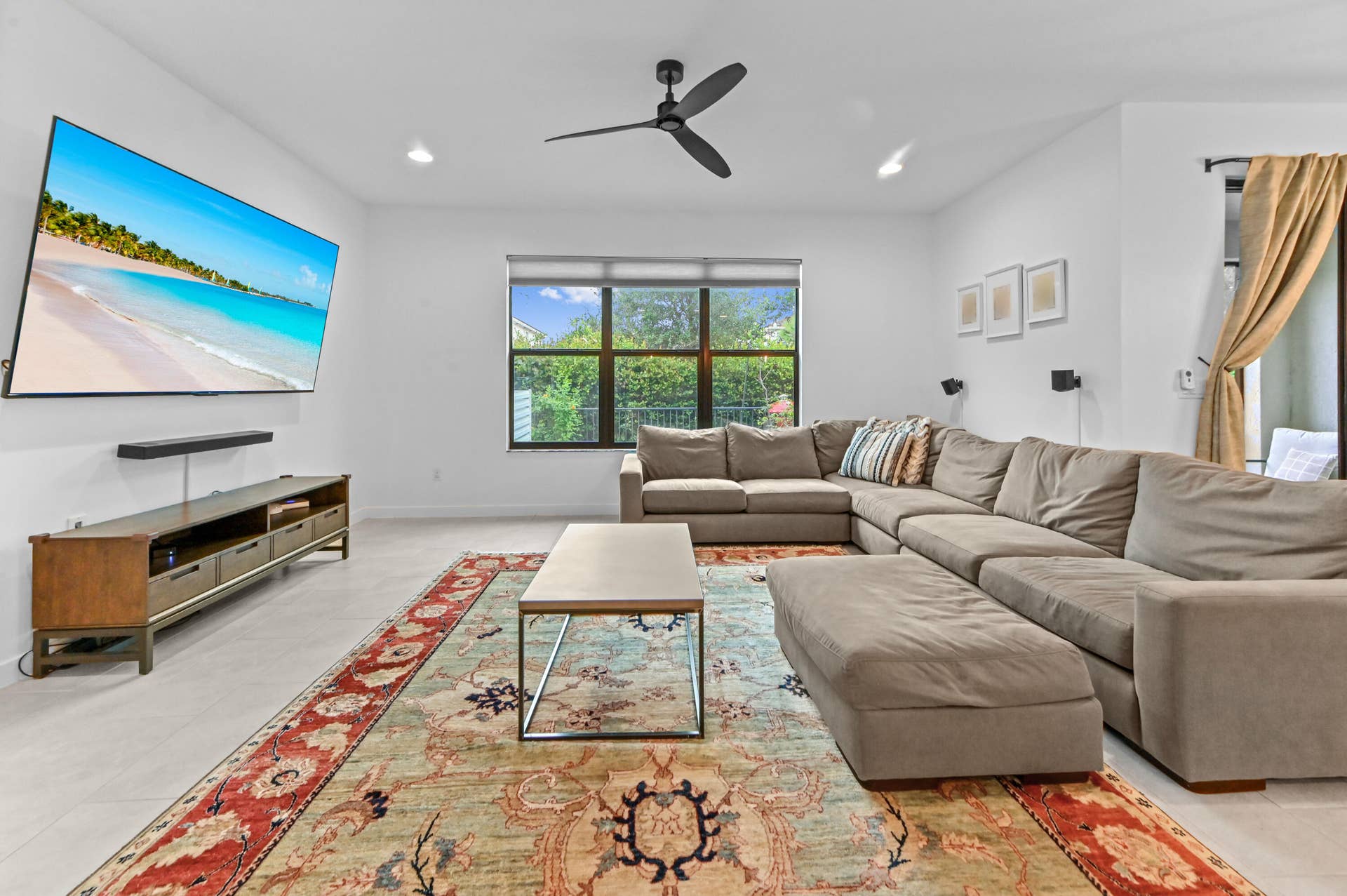 8728 Corvus Drive, Lake Worth, FL 33467 Spacious Living Room with high ceilings, recessed lighting and ceiling fan