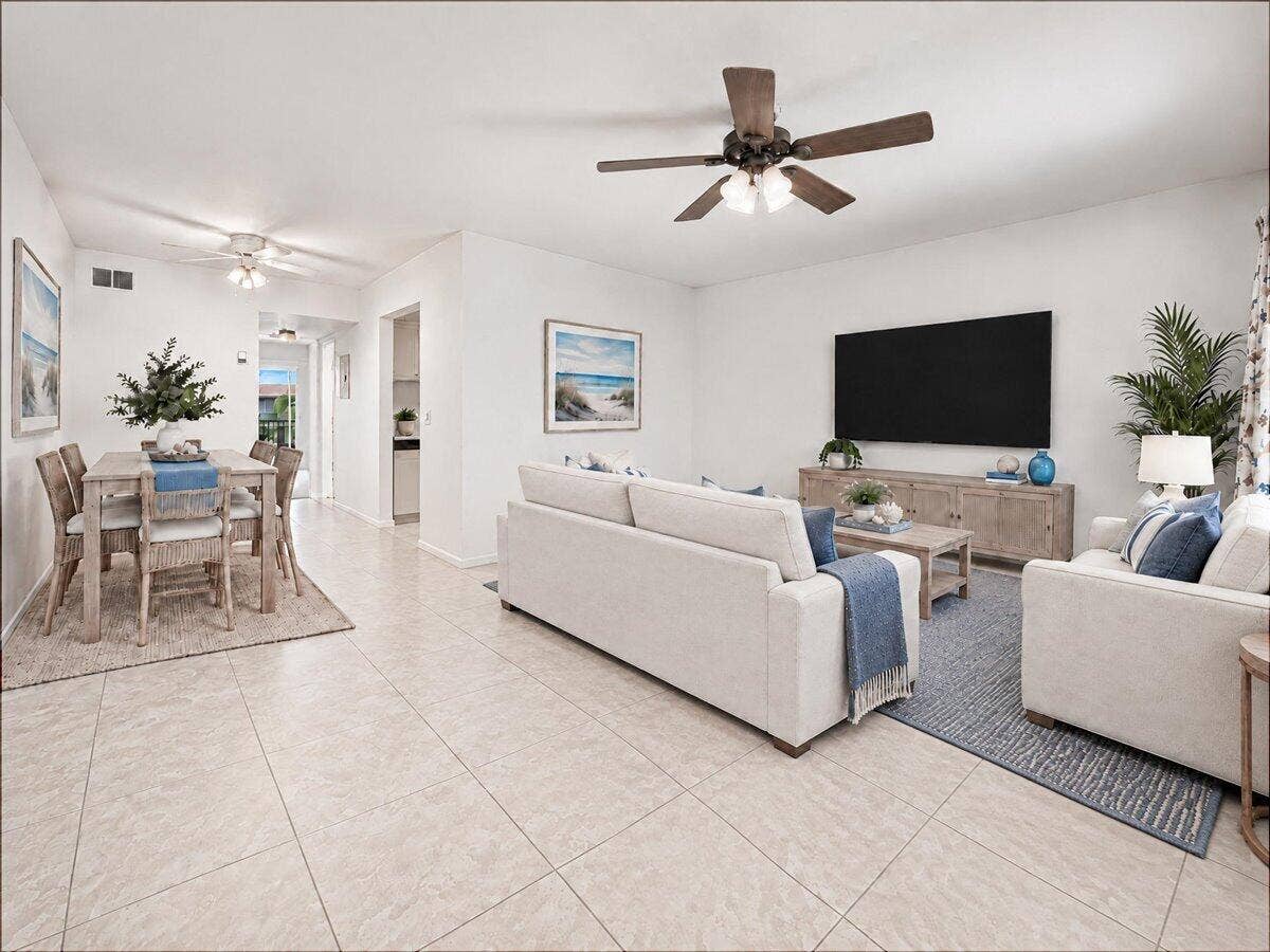 131 Doolen Court, #306, North Palm Beach, FL 33408 Living & Dining Area Virtually Staged