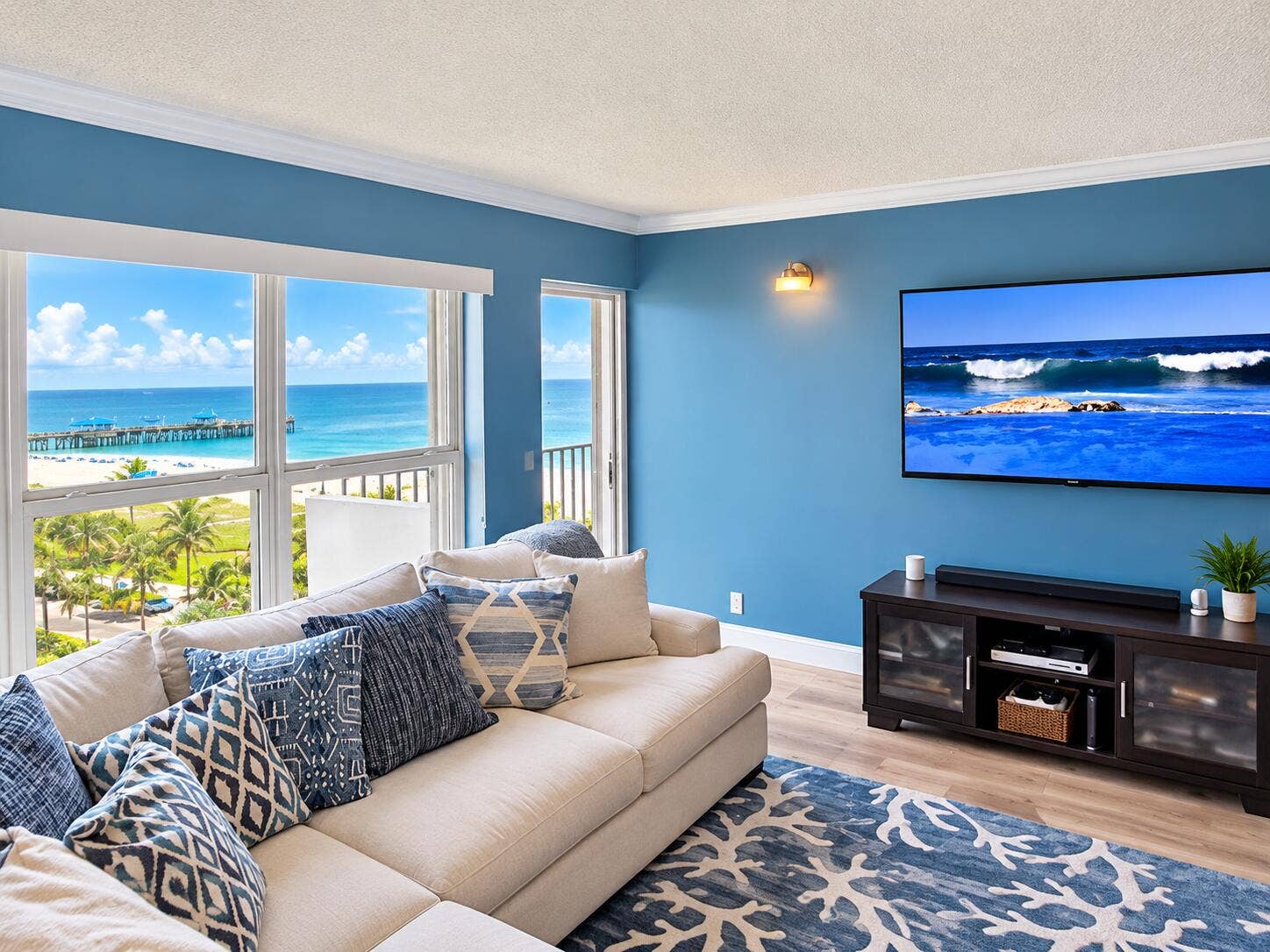405 N OCEAN Boulevard, #1004, Pompano Beach, Pompano Beach, FL 33062 PH Living room from mirror view 2
