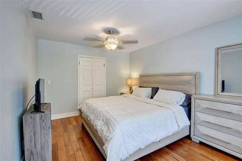 Large bedroom upstairs with built-in walking closet