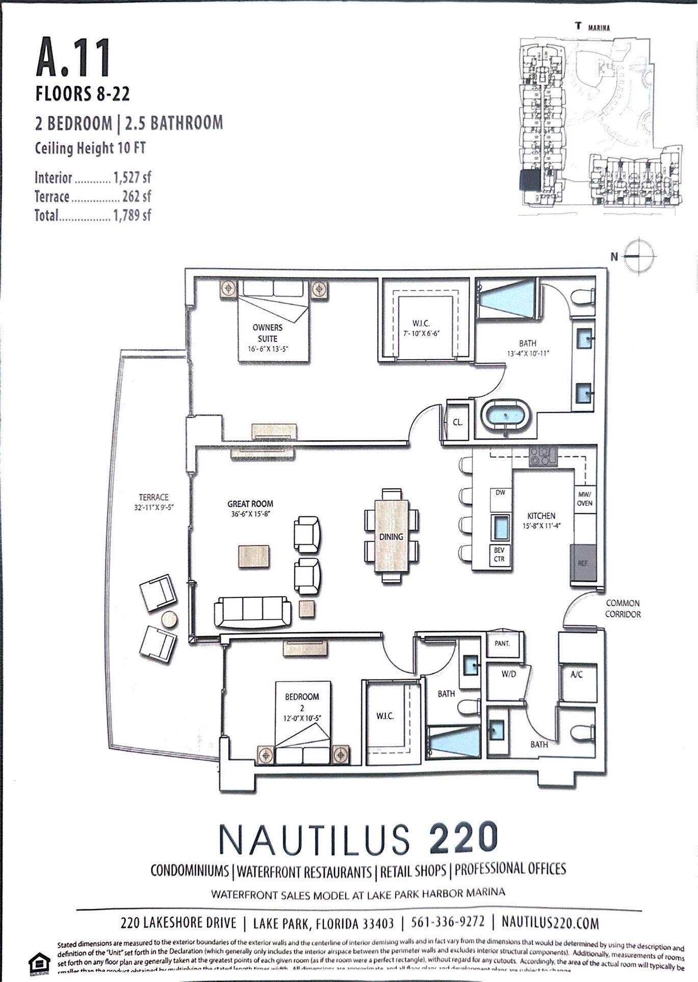 220 Lake Shore Drive, #813, West Palm Beach, FL 33403 Floor Plan A 11