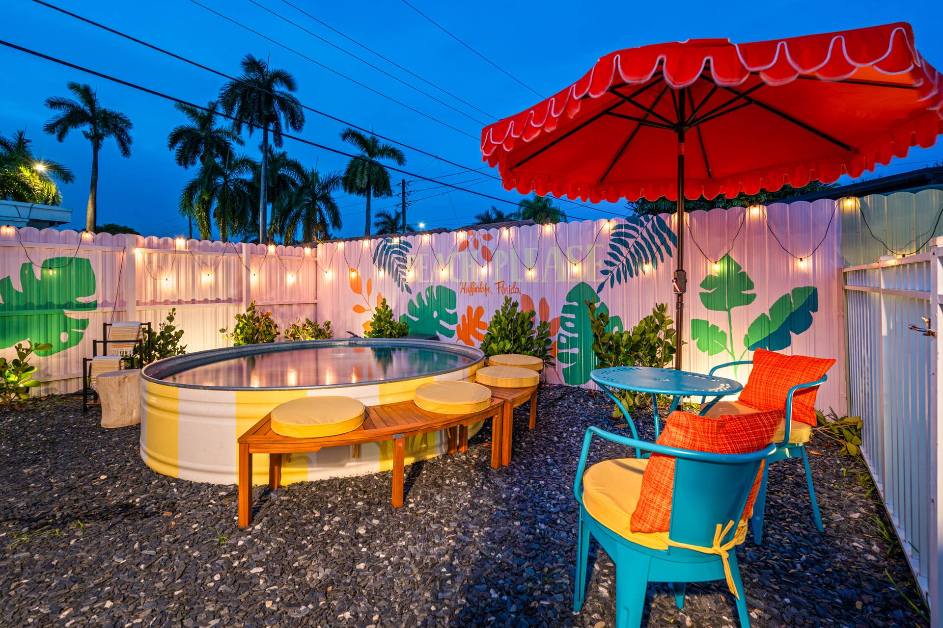 913 NE 2ND Court, Hallandale Beach, FL 33009 Hallandale Sunshine - Pool area at night